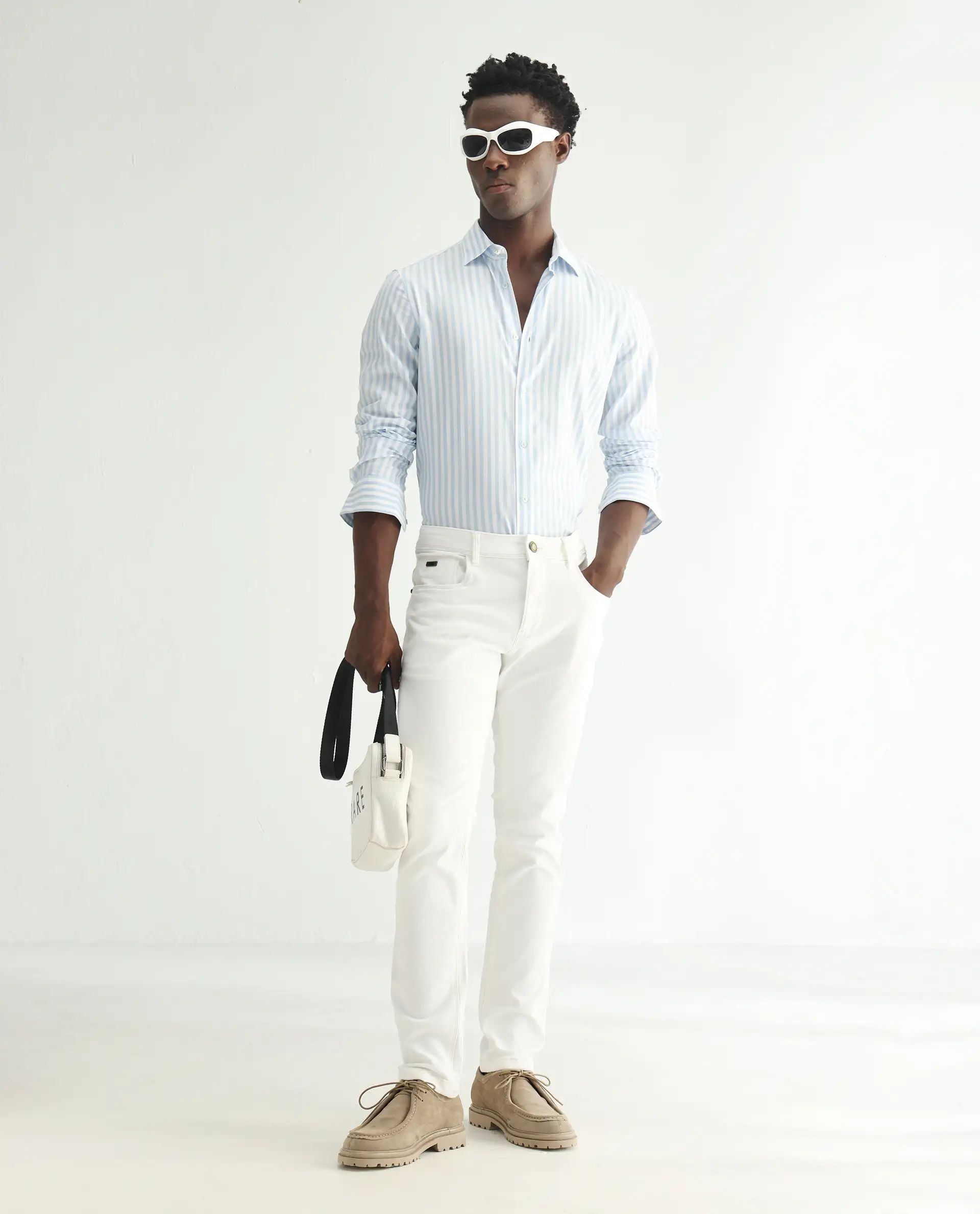 Rare Rabbit Men's Marowak Off White Cotton Plain Hawk Slim Fit Jeans - Image 6