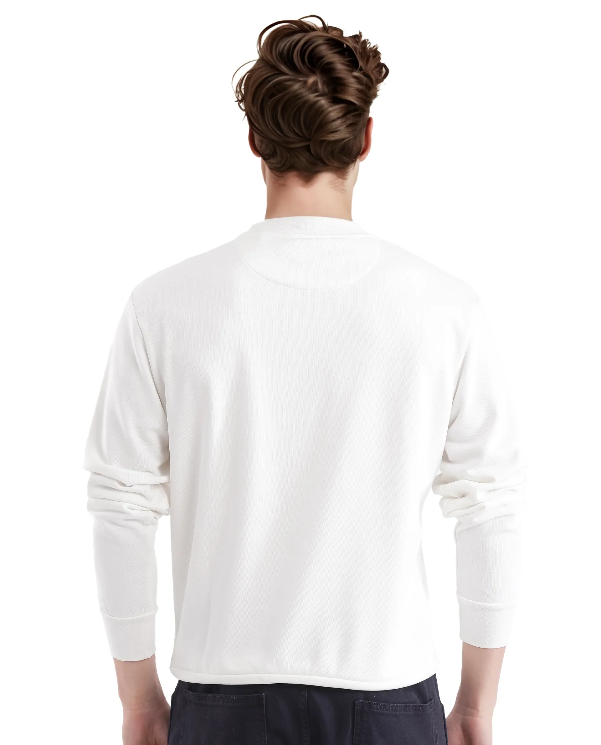 Rare Rabbit Men's Marq Off White Polyester Graphic Print Regular Fit Full Sleeve Crew Neck Sweatshirt - Image 4