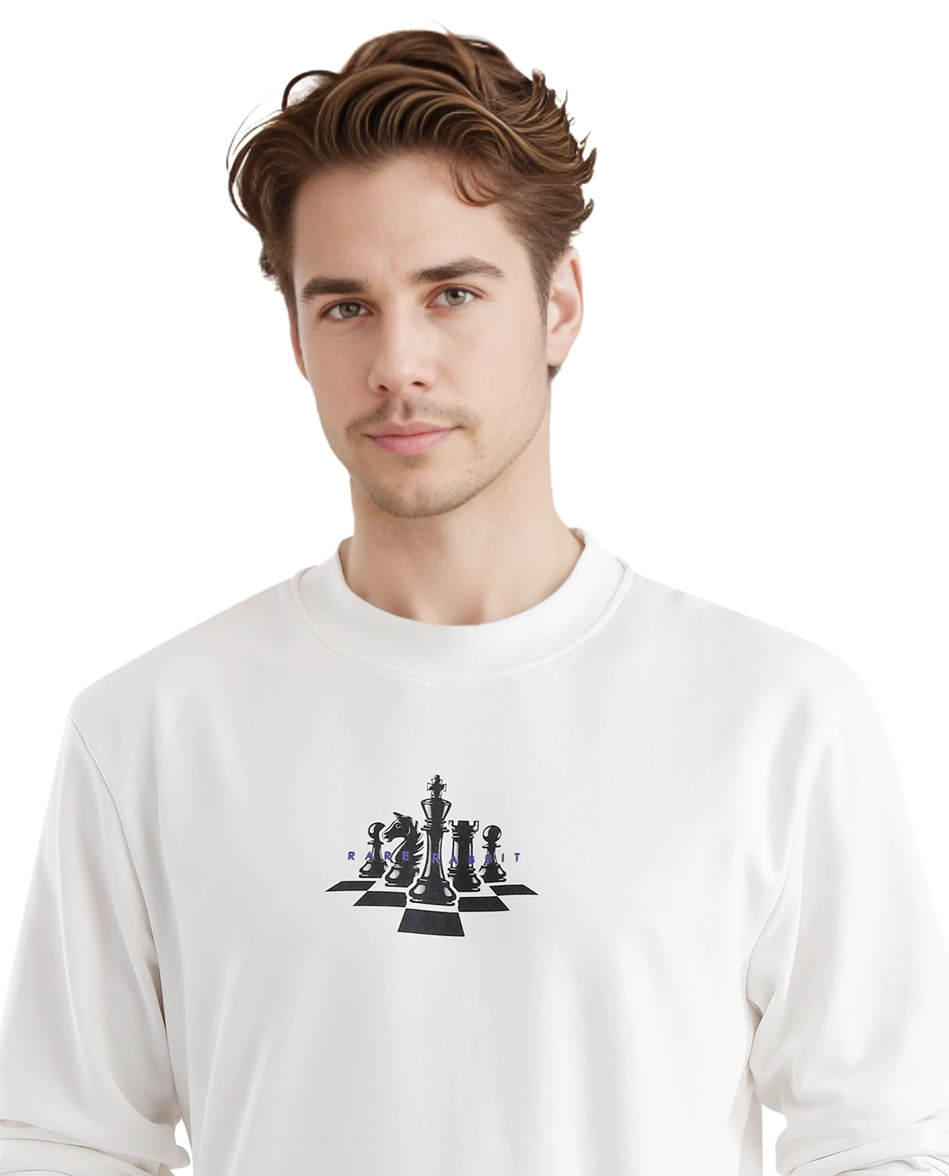 Rare Rabbit Men's Marq Off White Polyester Graphic Print Regular Fit Full Sleeve Crew Neck Sweatshirt - Image 7