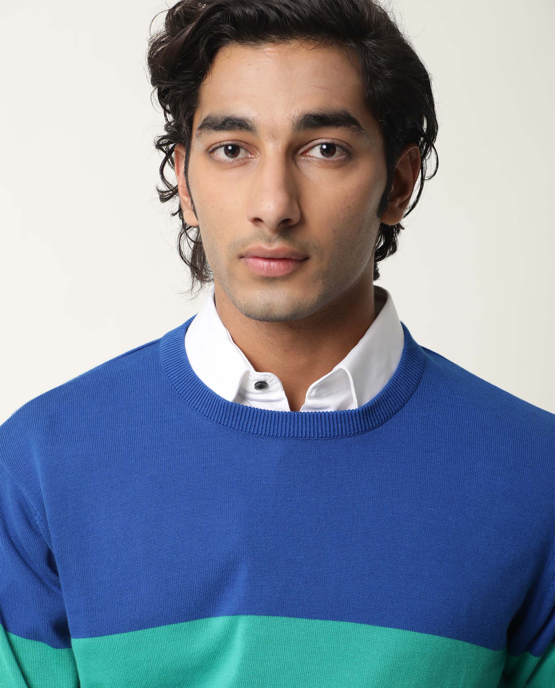 Rare Rabbit Men's Marri Green Cotton Striped Print Regular Fit Full Sleeve Crew Neck Sweater - Image 6