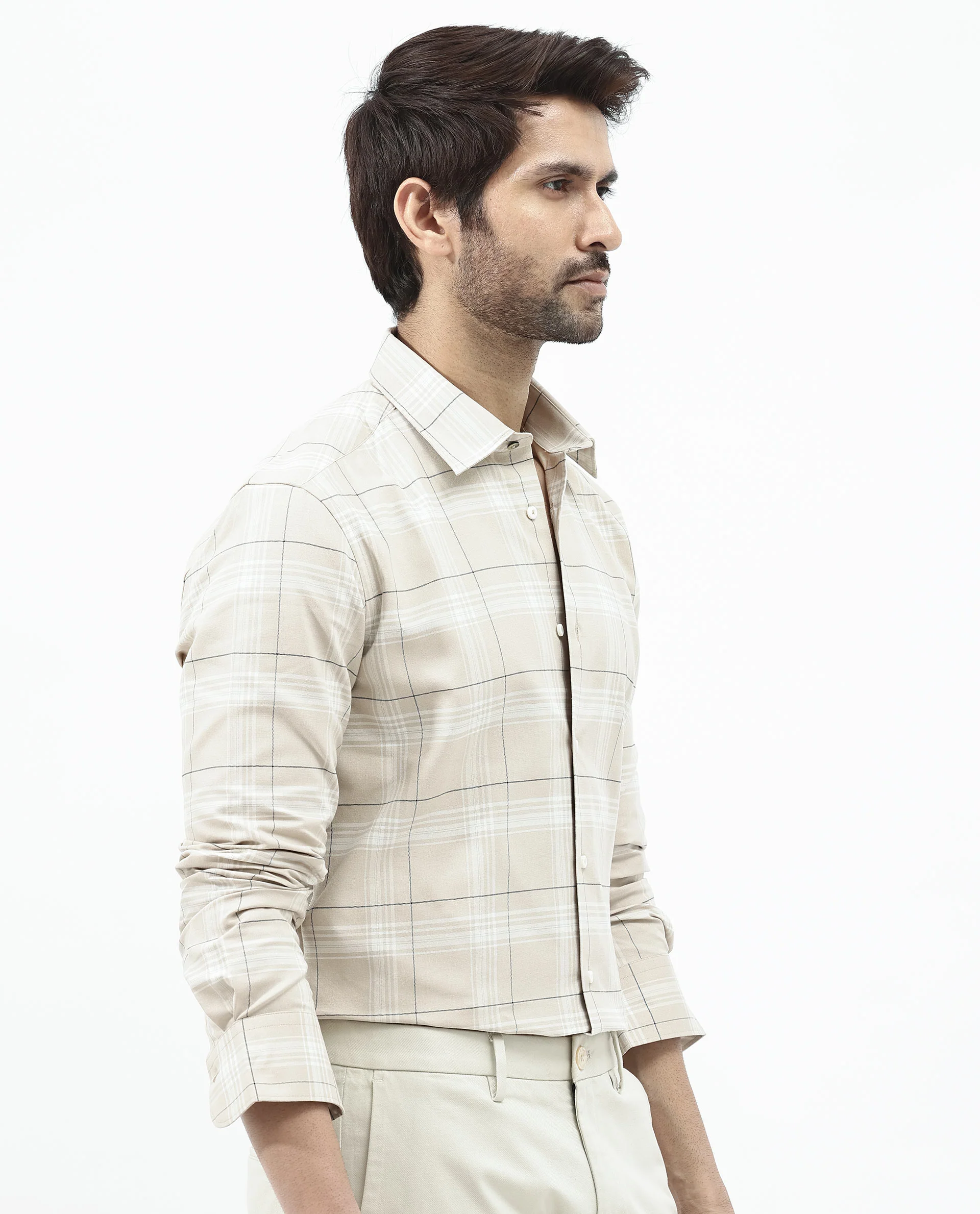Rare Rabbit Men's Marron Beige Cotton Checked Print Regular Fit Full Sleeve Collared Shirt - Image 9