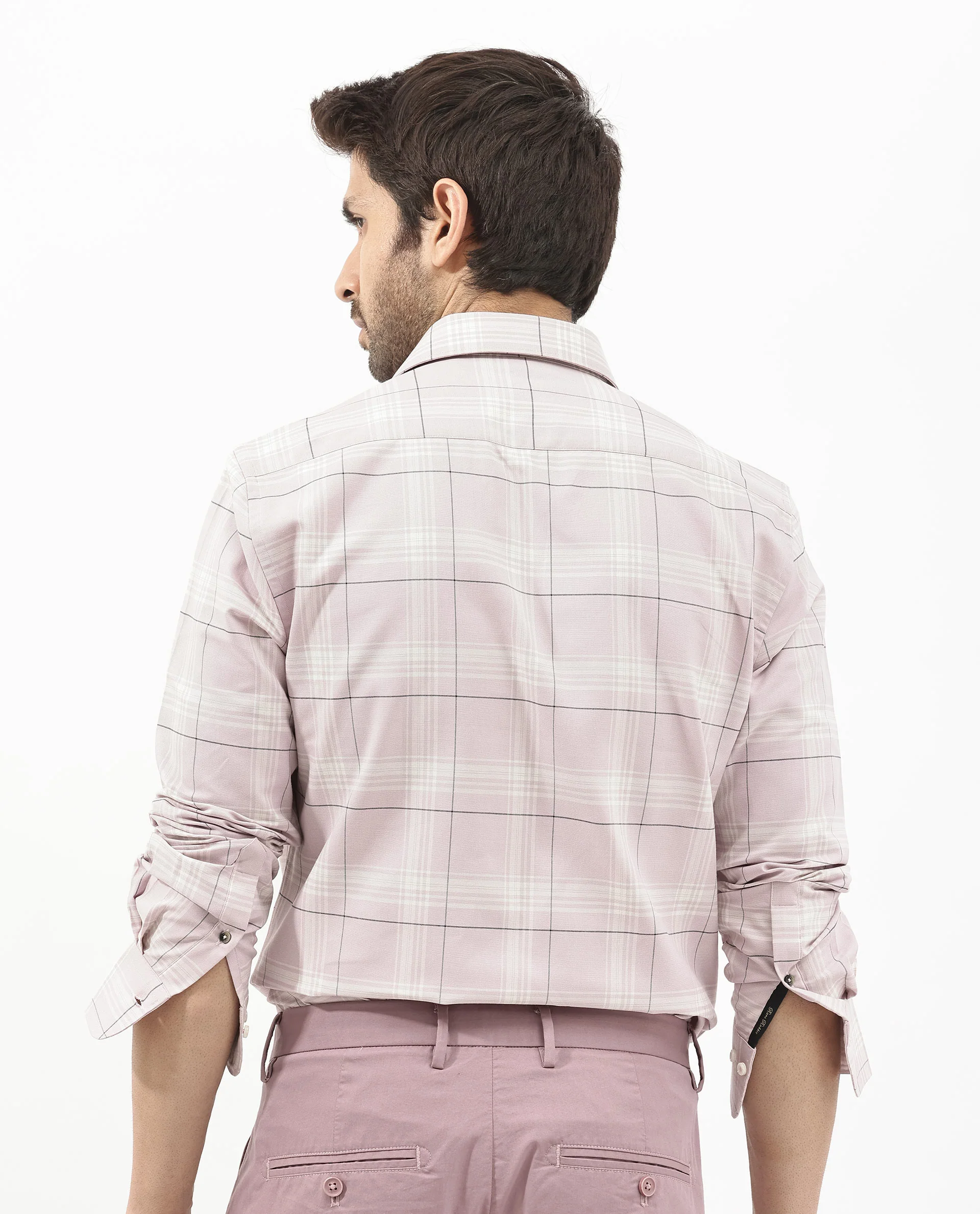 Rare Rabbit Men's Marron Dusky Purple Cotton Checked Print Regular Fit Full Sleeve Collared Shirt - Image 7