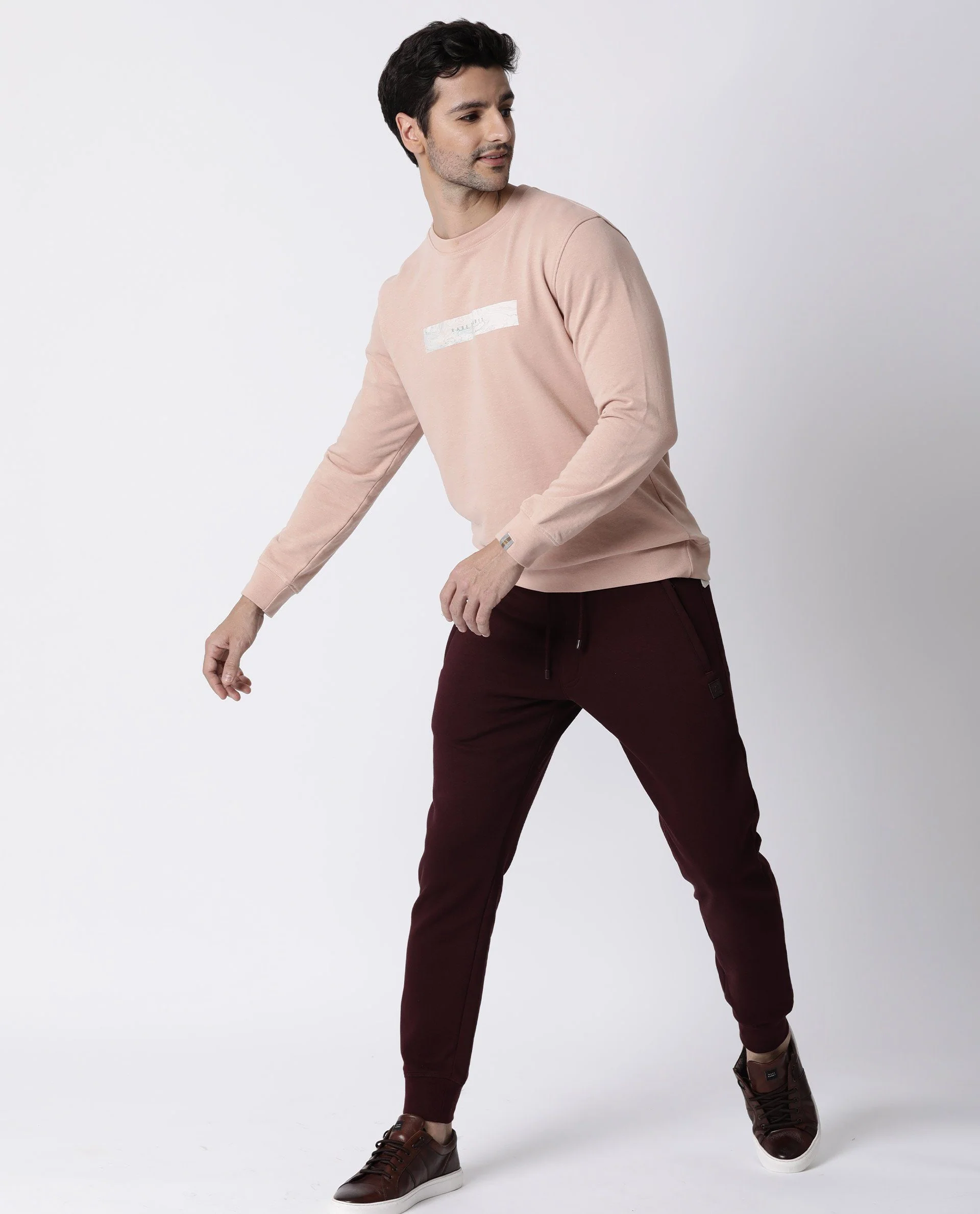 Rare Rabbit Men's Mars Peach Cotton Slim Fit Full Sleeve Crew Neck Sweatshirt - Image 3
