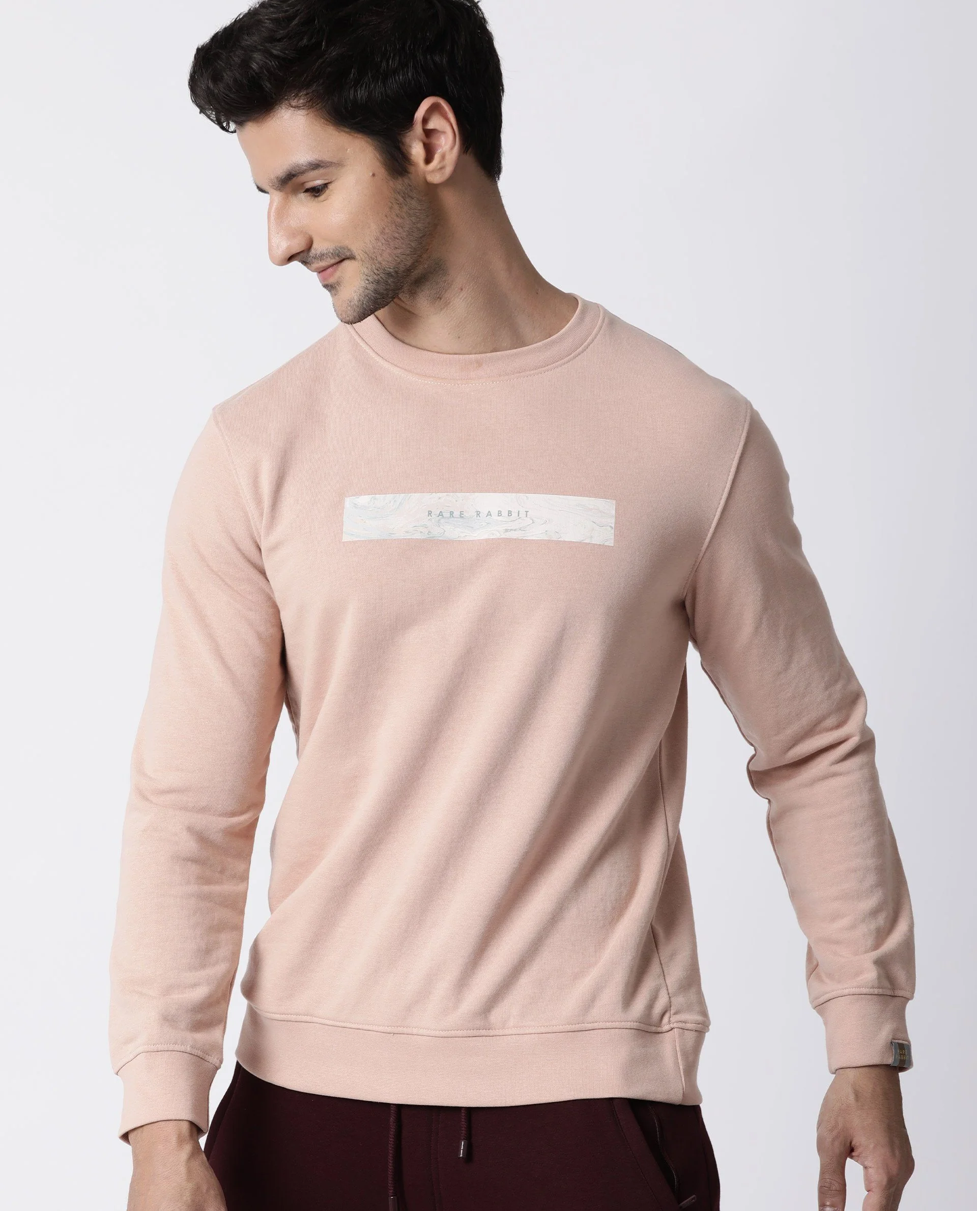 Rare Rabbit Men's Mars Peach Cotton Slim Fit Full Sleeve Crew Neck Sweatshirt - Image 5