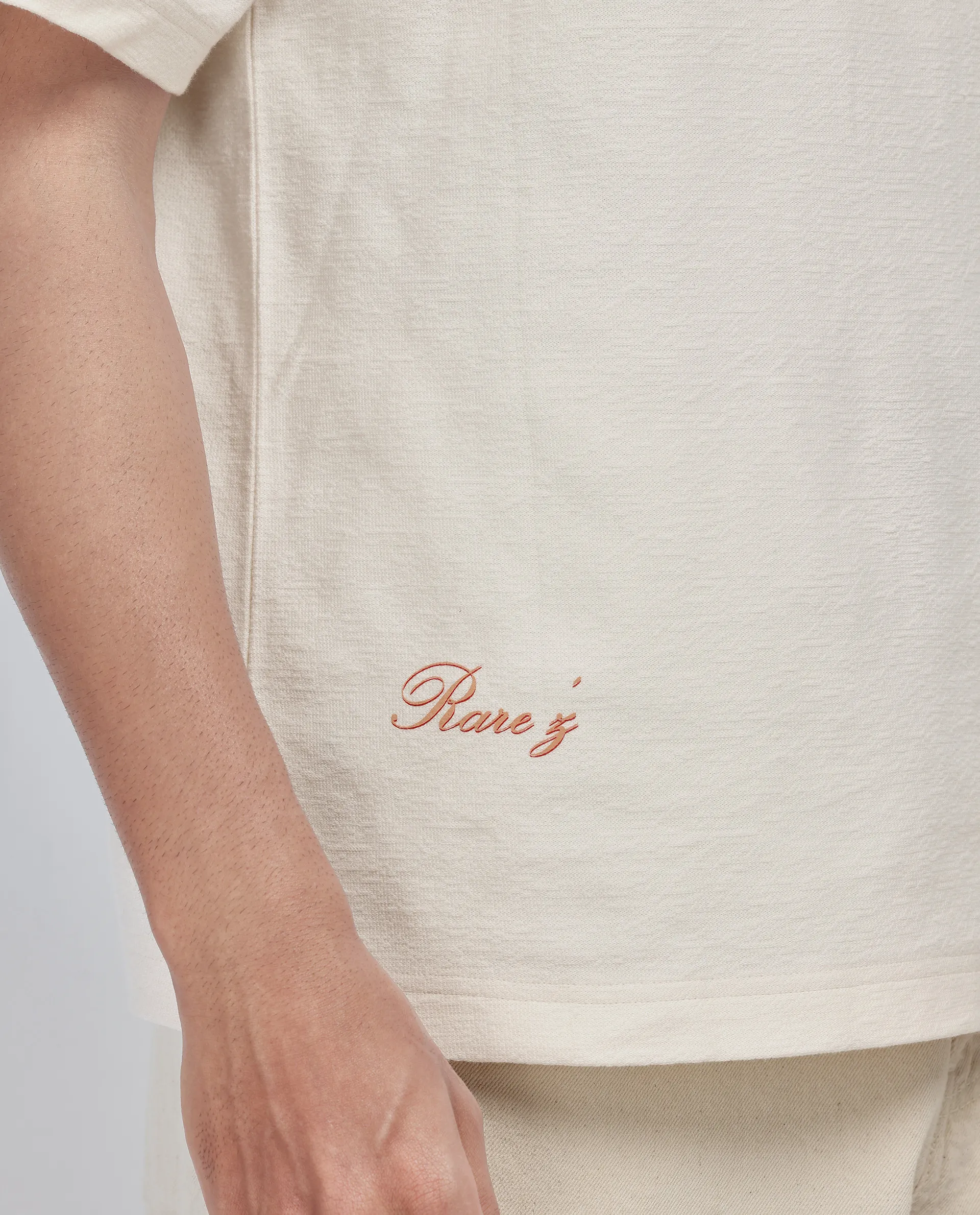 Rare Rabbit Men's Marsa Off White Cotton Blend Graphic Print Oversized Fit Half Sleeve Crew Neck T-Shirt - Image 3