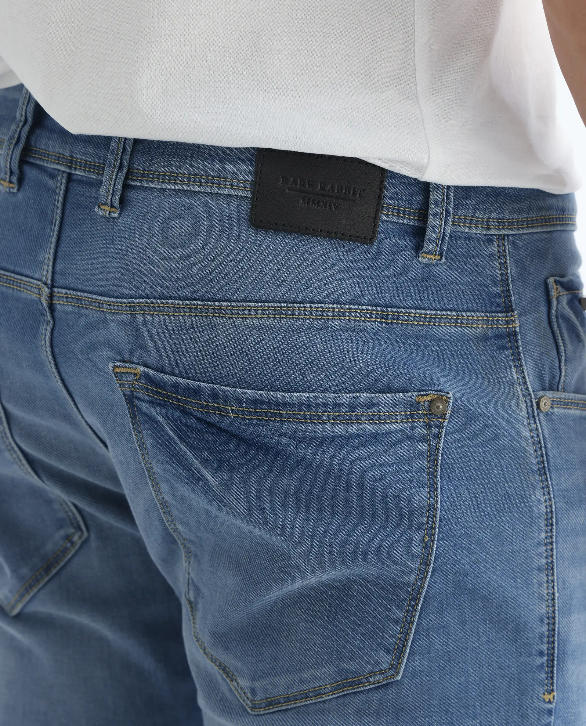 Rare Rabbit Men's Marset Light Blue Cotton Plain Hawk Slim Fit Jeans - Image 10