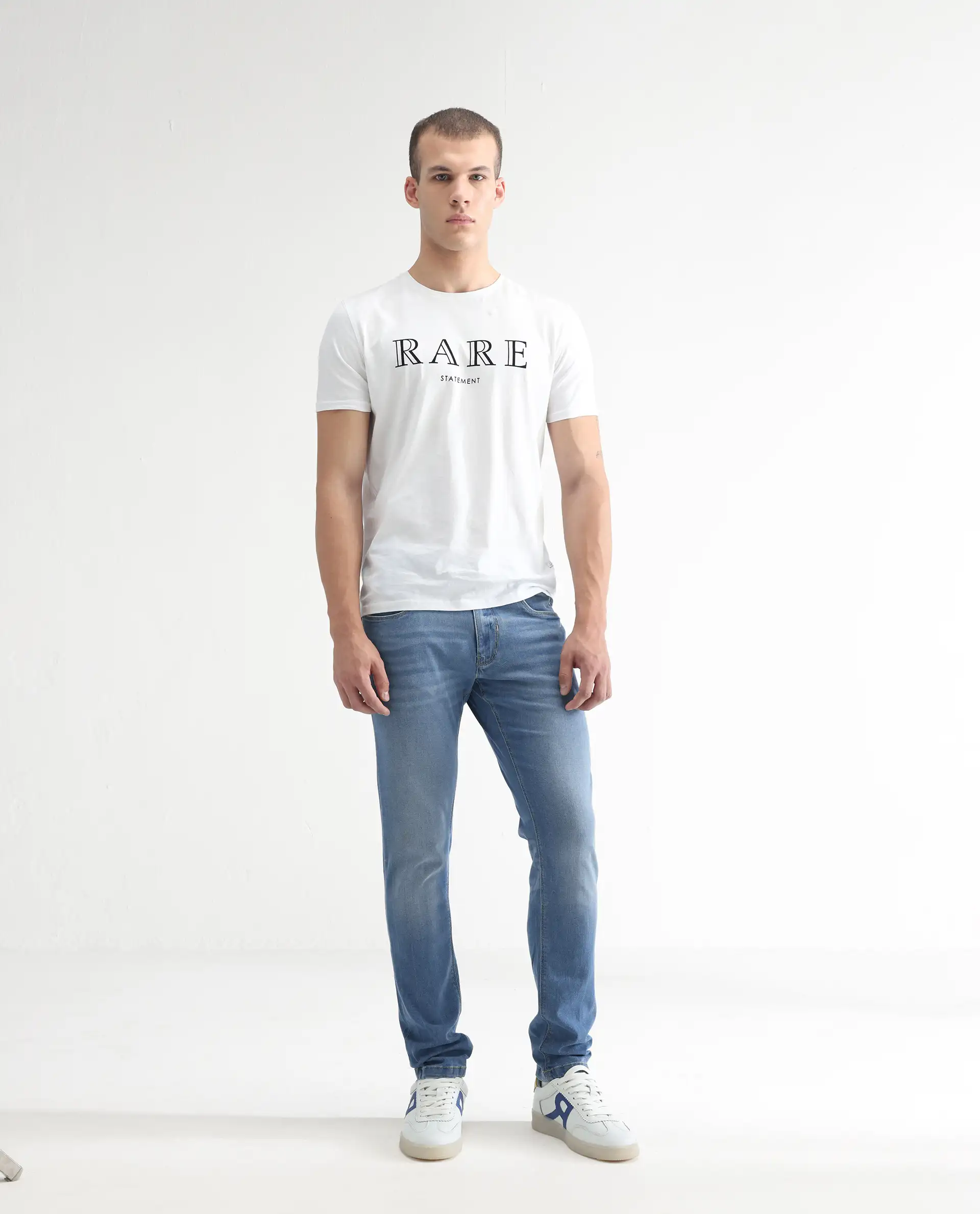 Rare Rabbit Men's Marset Light Blue Cotton Plain Hawk Slim Fit Jeans - Image 7