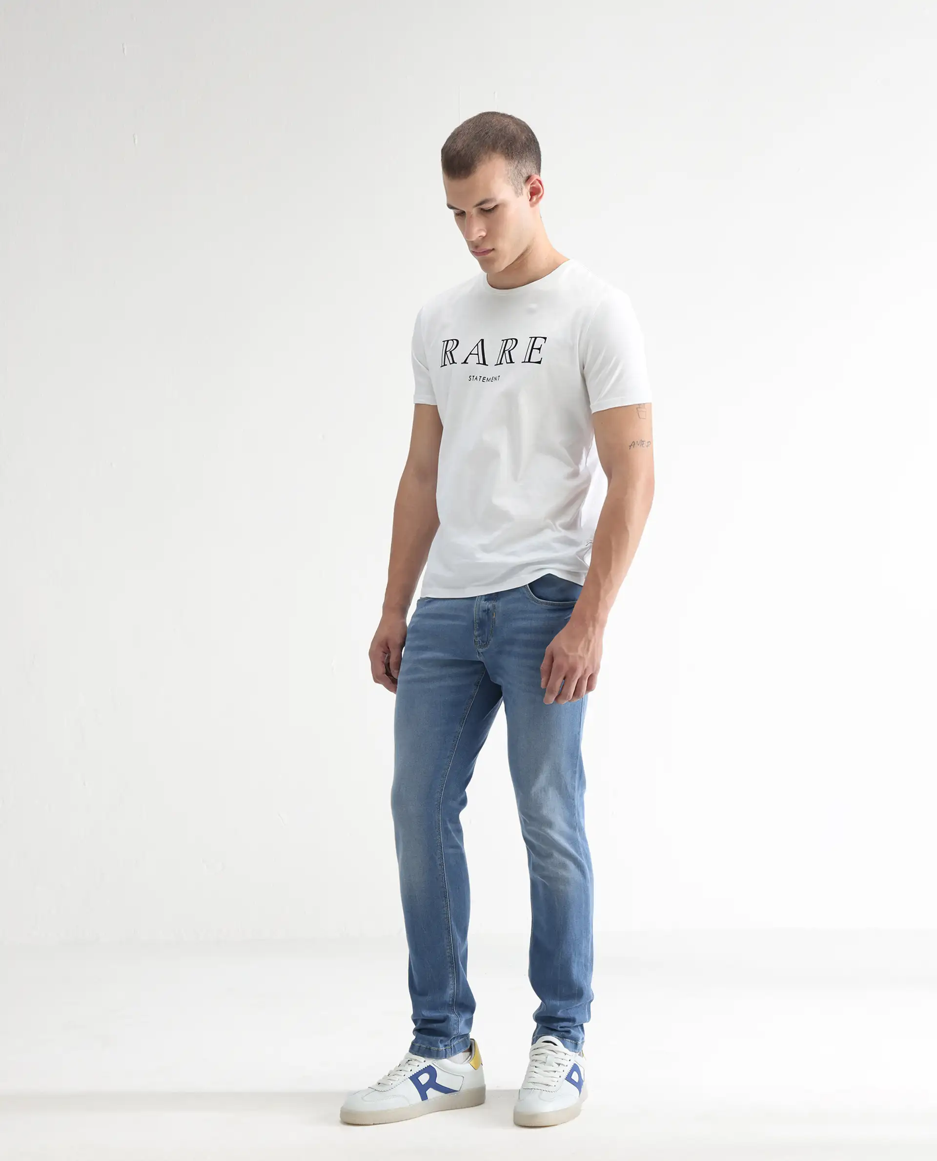 Rare Rabbit Men's Marset Light Blue Cotton Plain Hawk Slim Fit Jeans - Image 8
