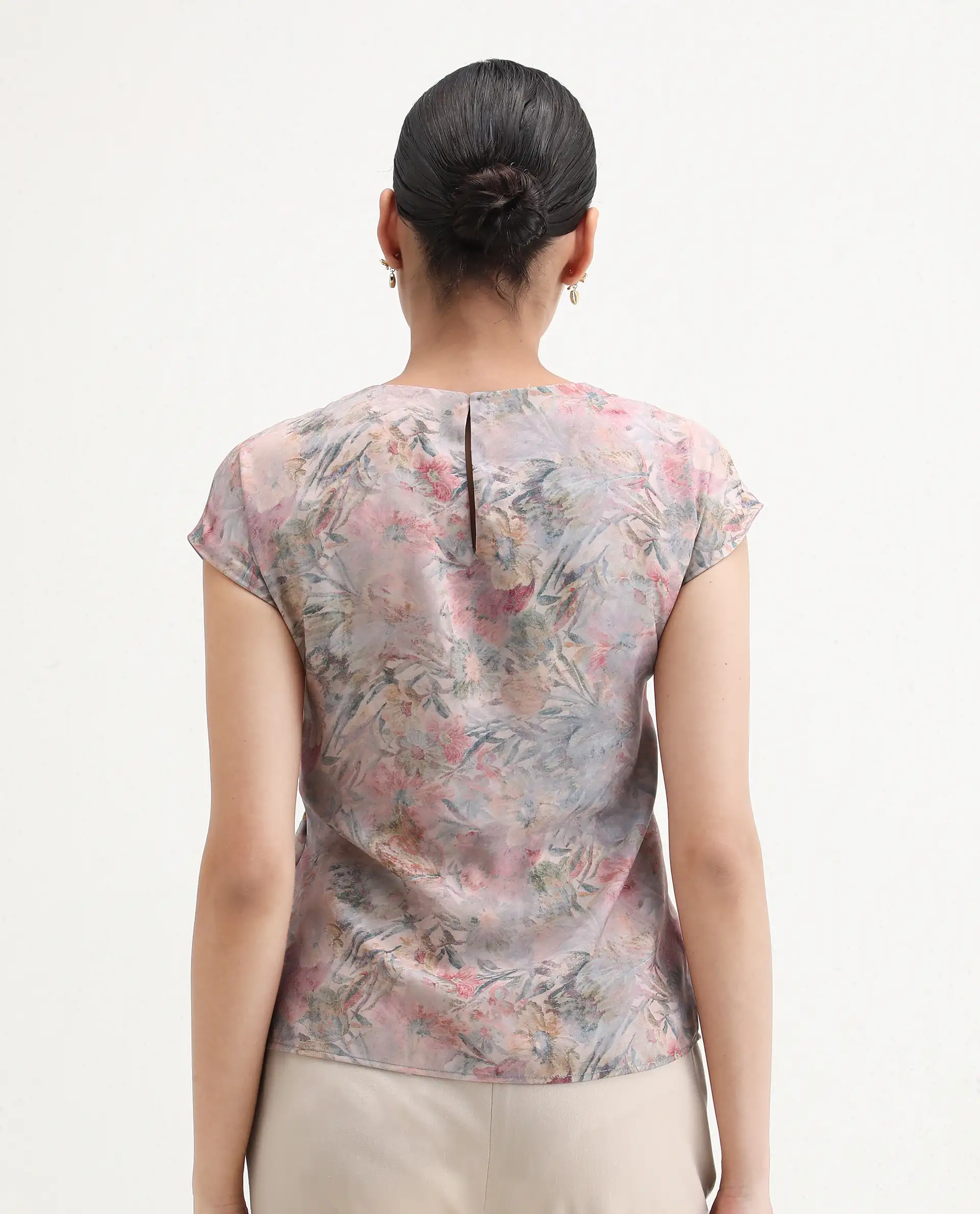 Rareism Women's Marsin Light Multi Polyester Crew Neck Regular Abstract Print Top - Image 7
