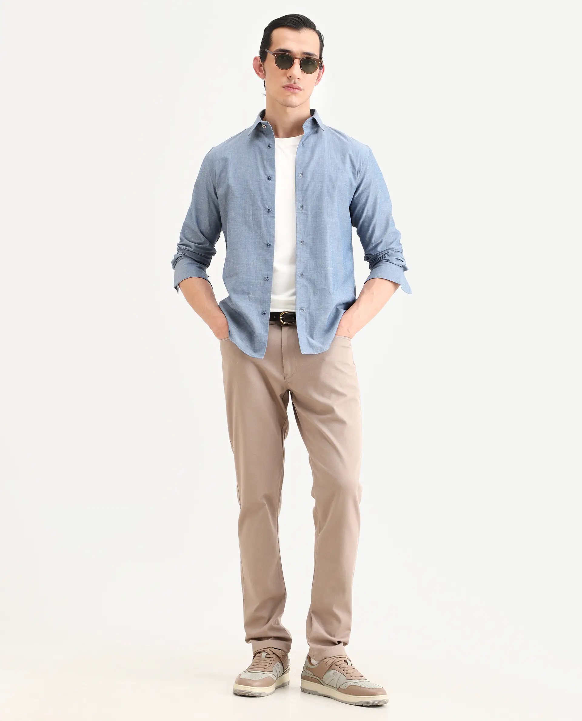 Rare Rabbit Men's Marth Dusky Grey Cotton Fabric Full Sleeve Spread Collar Regular Fit Plain Shirt - Image 2