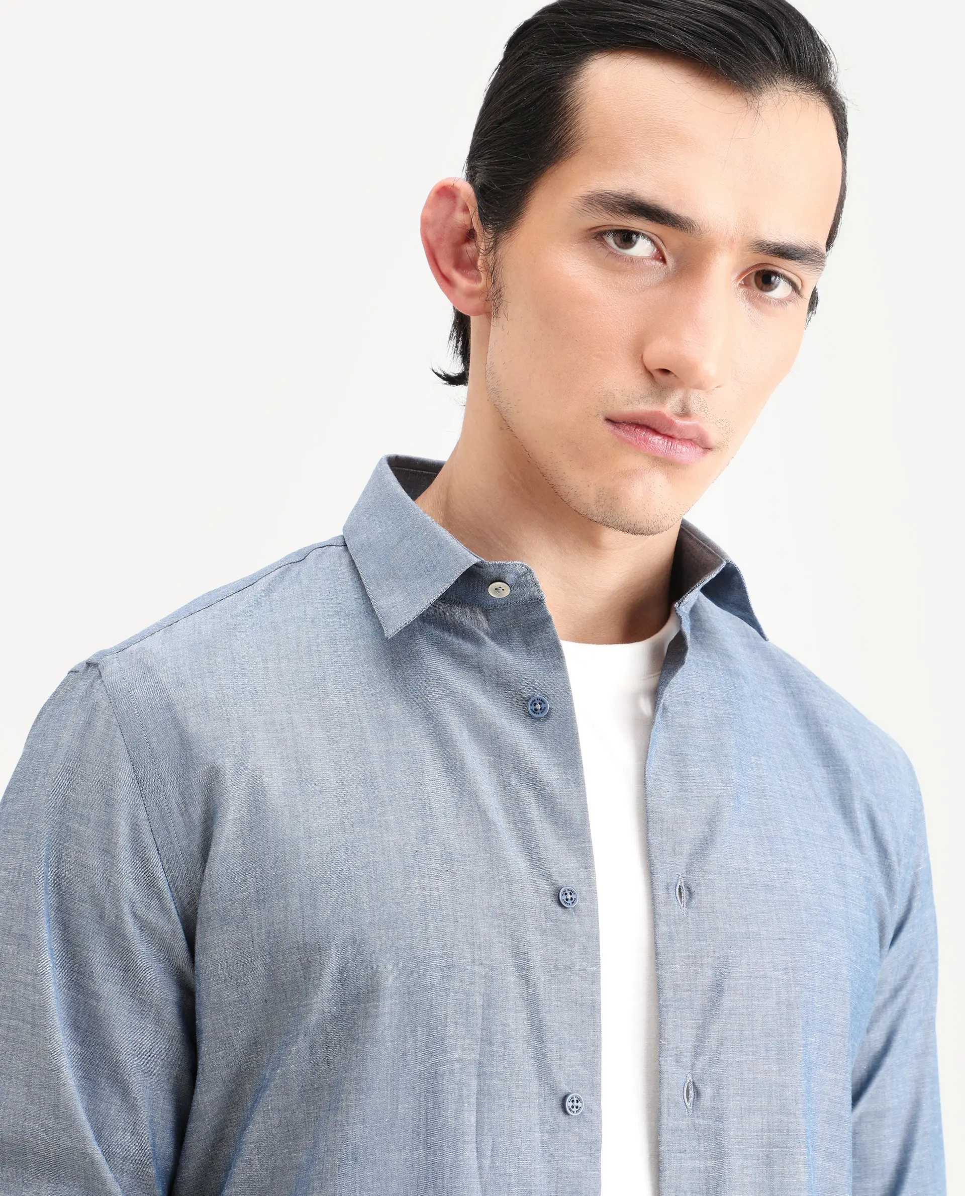 Rare Rabbit Men's Marth Dusky Grey Cotton Fabric Full Sleeve Spread Collar Regular Fit Plain Shirt - Image 7