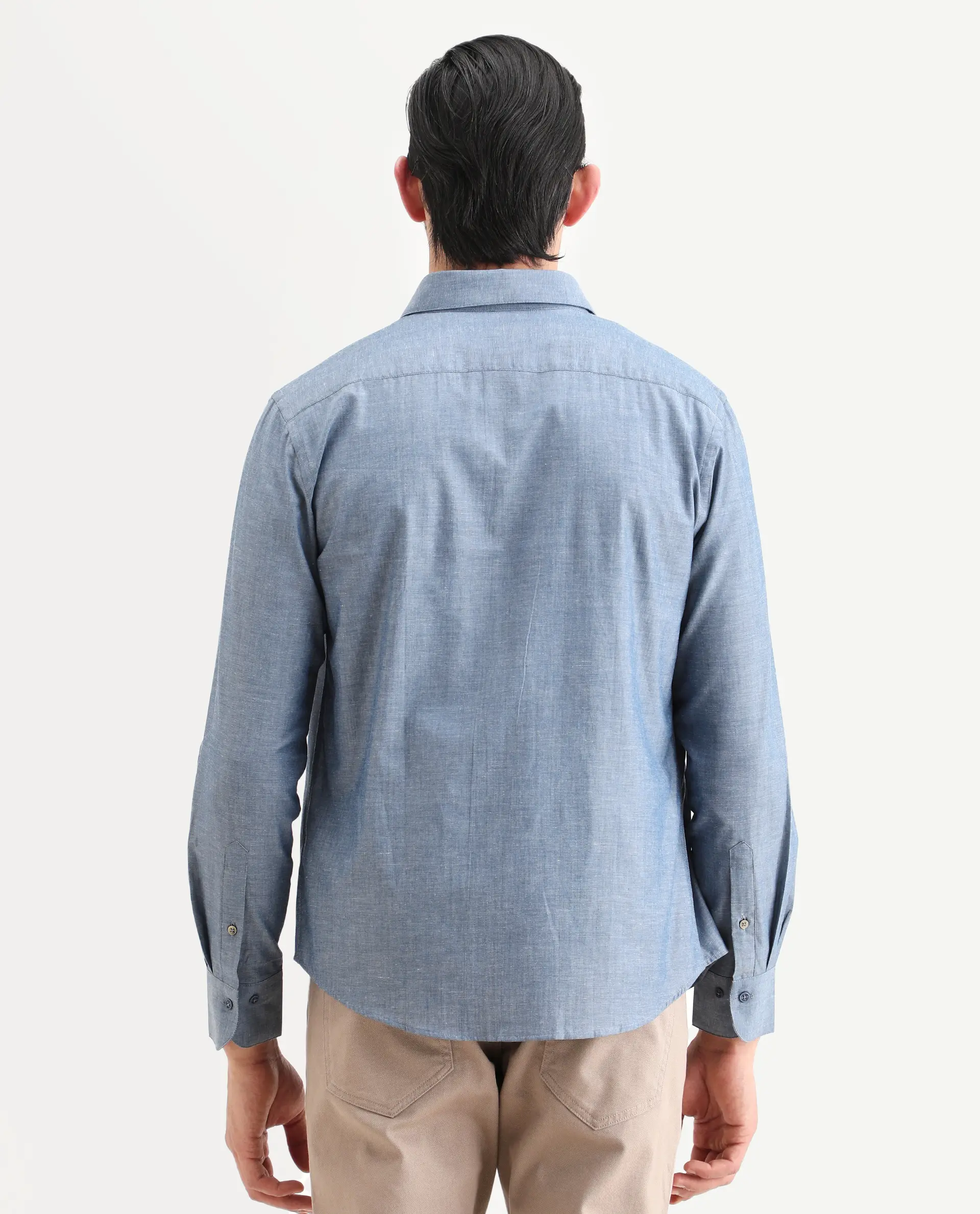 Rare Rabbit Men's Marth Dusky Grey Cotton Fabric Full Sleeve Spread Collar Regular Fit Plain Shirt - Image 8