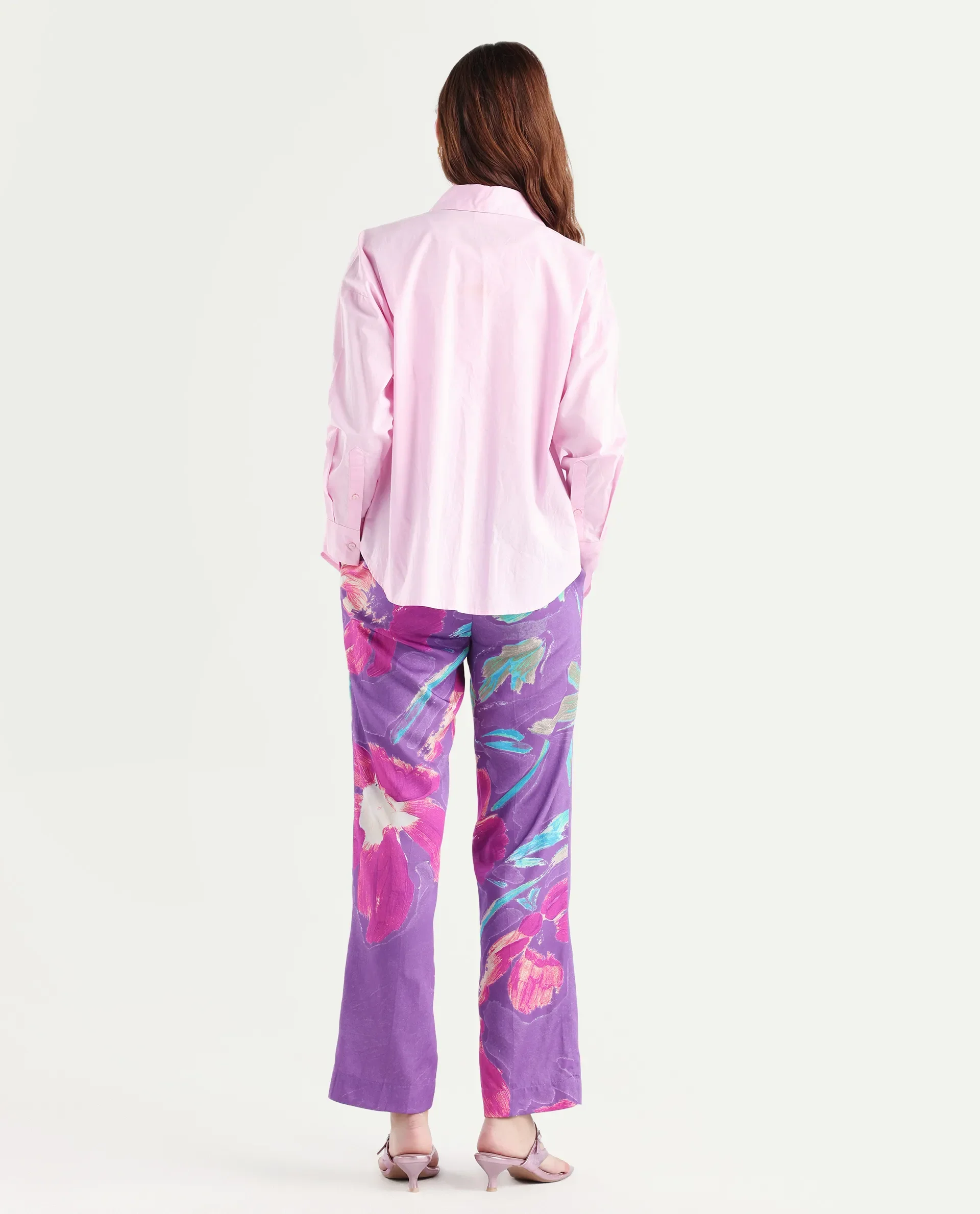 Rareism Women's Martin Dark Blue Cotton Floral Print Ankle Length Relaxed Fit Trouser - Image 7