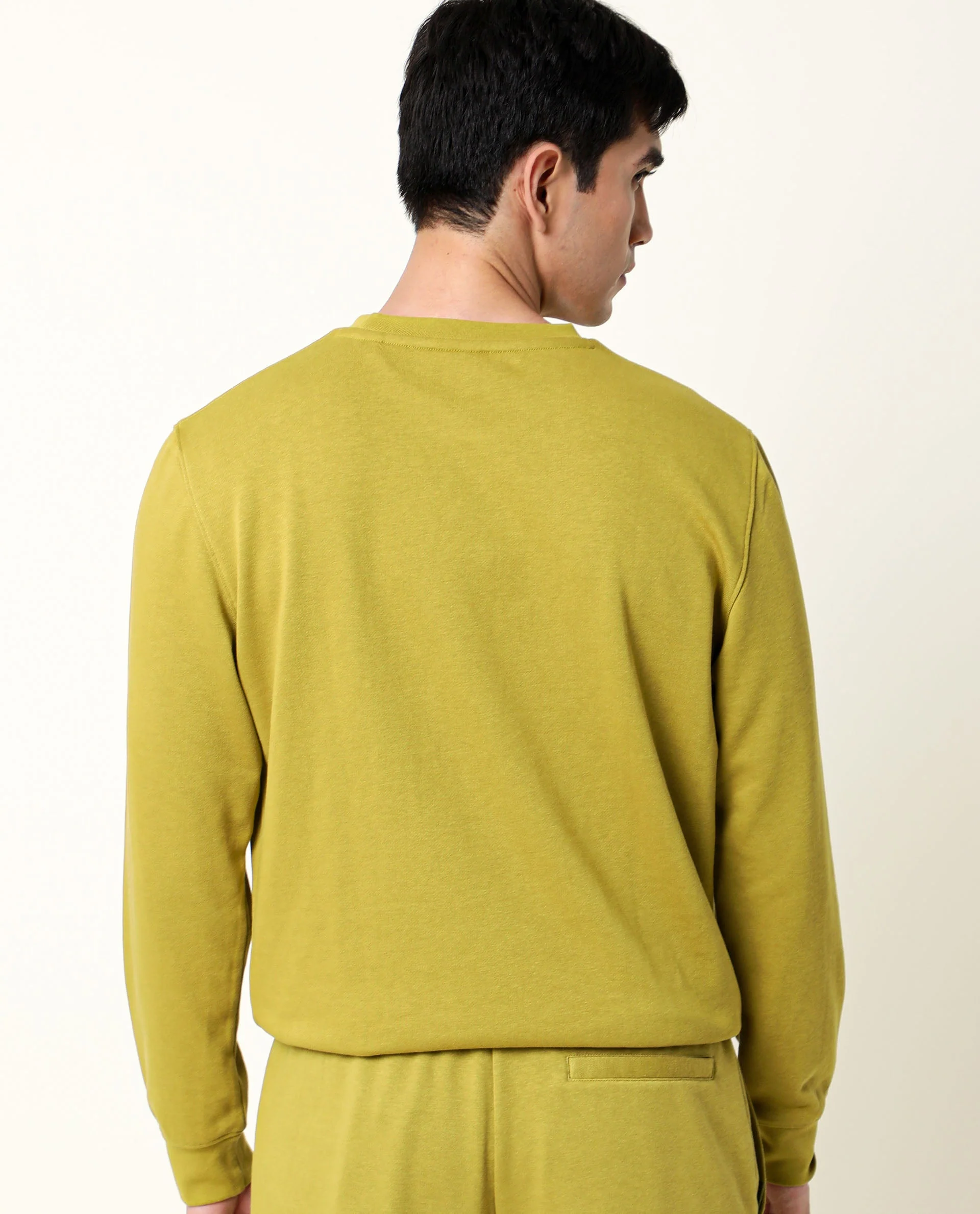 Rare Rabbit Men's Martis Olive Cotton Embroidered Regular Fit Full Sleeve Crew Neck Sweatshirt - Image 7