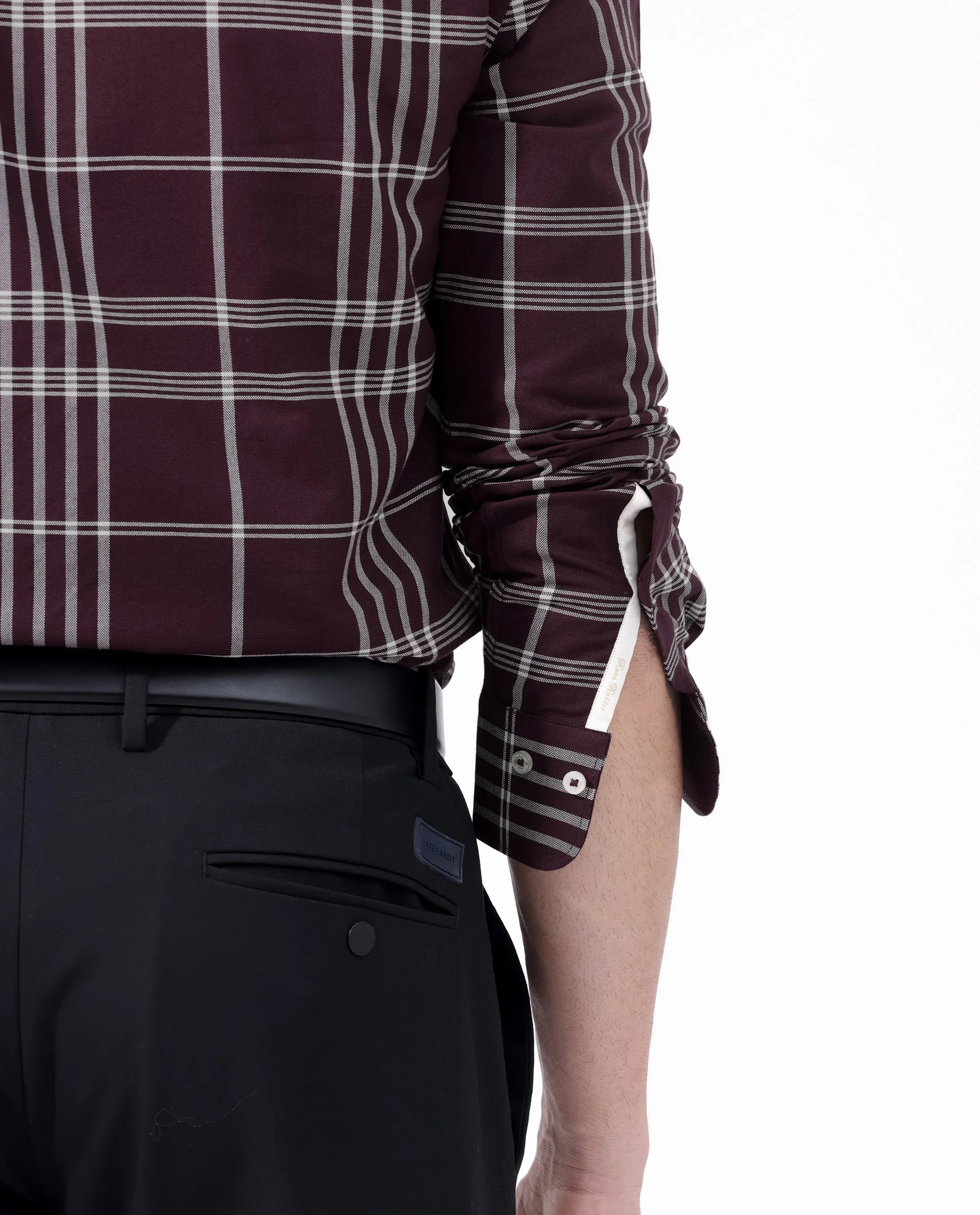 Rare Rabbit Men's Marvel Dark Maroon Cotton Checked Print Regular Fit Full Sleeve Collared Shirt - Image 5