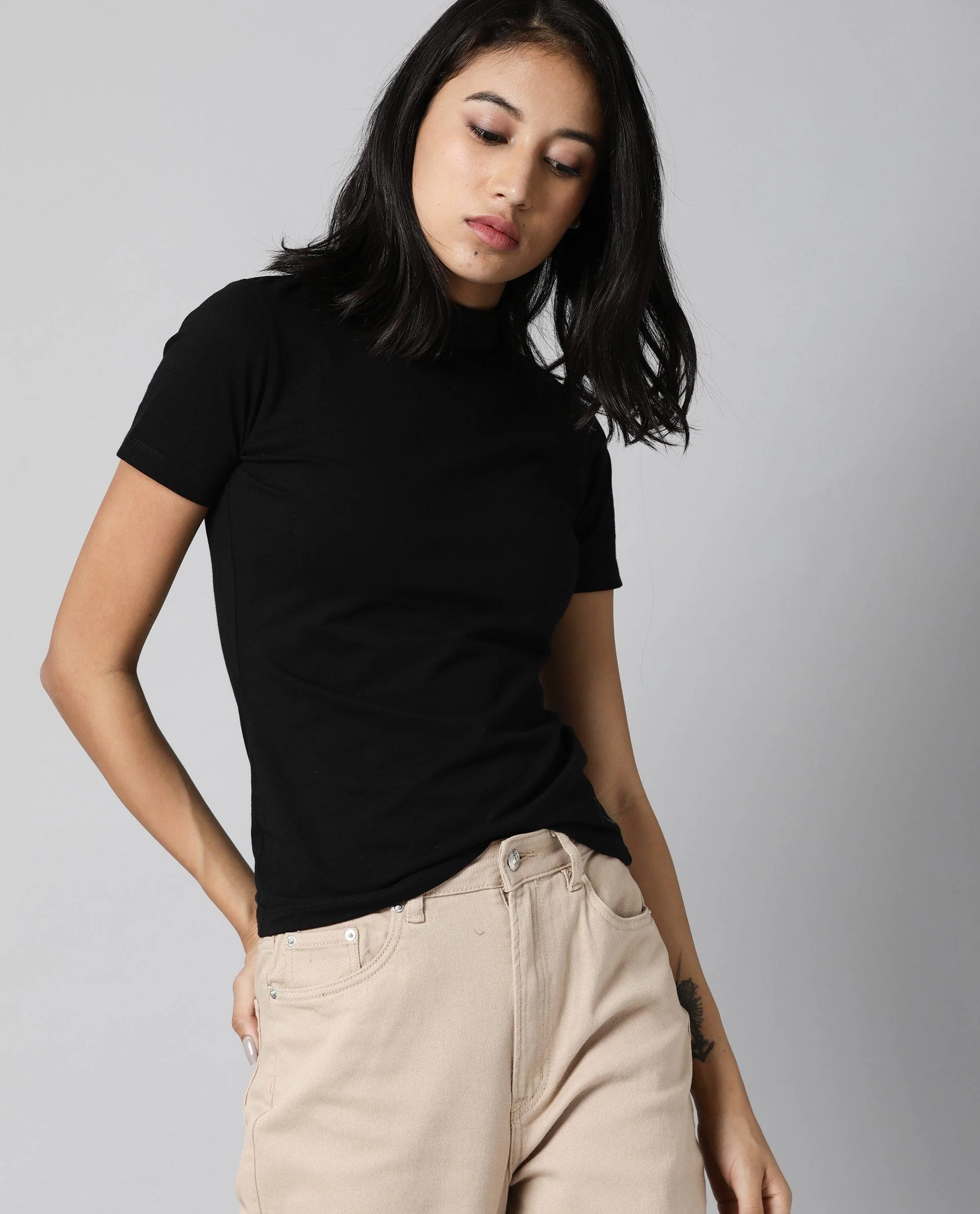 Rareism Women Mary Black T-Shirt Short Sleeves - Image 4