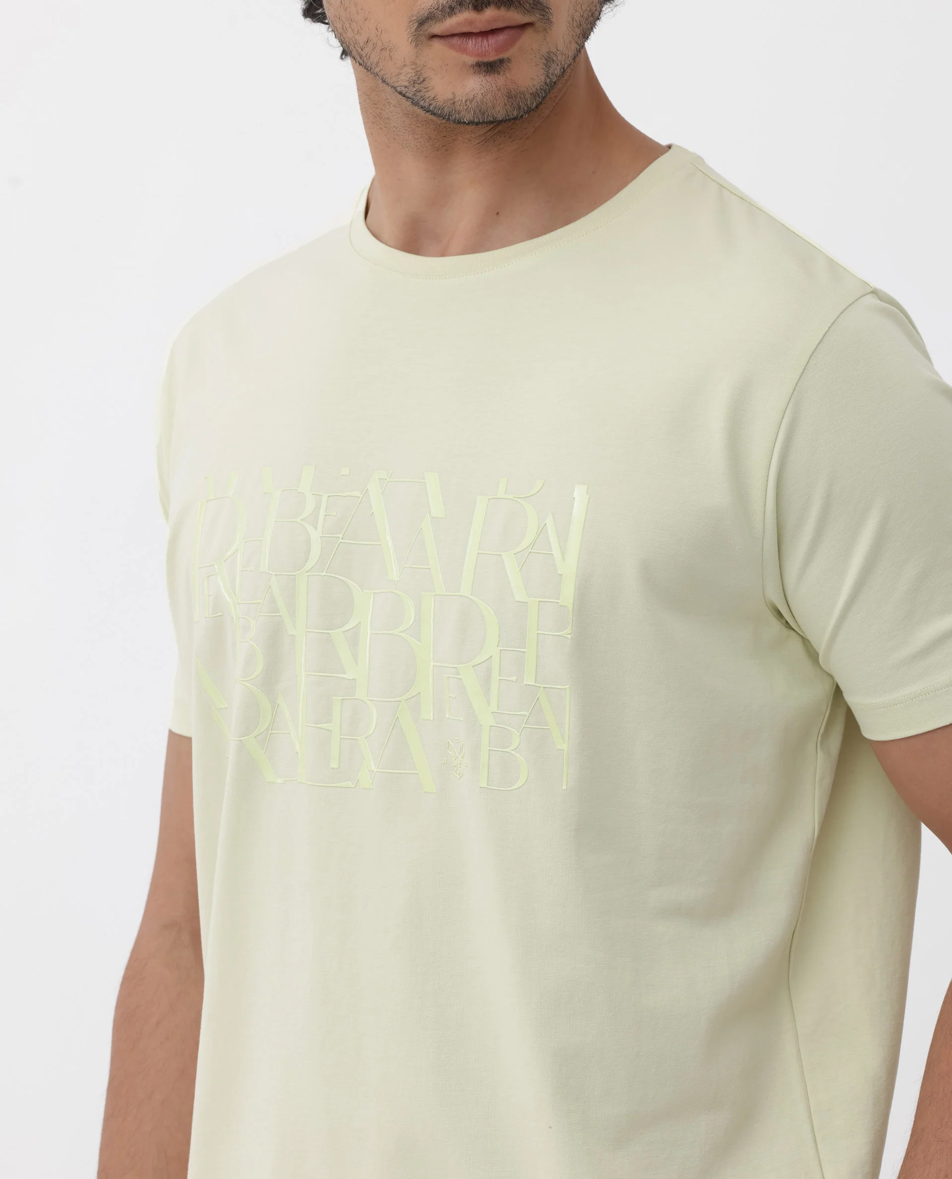 Rare Rabbit Men's Masco Pastel Green Cotton Blend Graphic Print Regular Fit Half Sleeve Crew Neck T-Shirt - Image 5