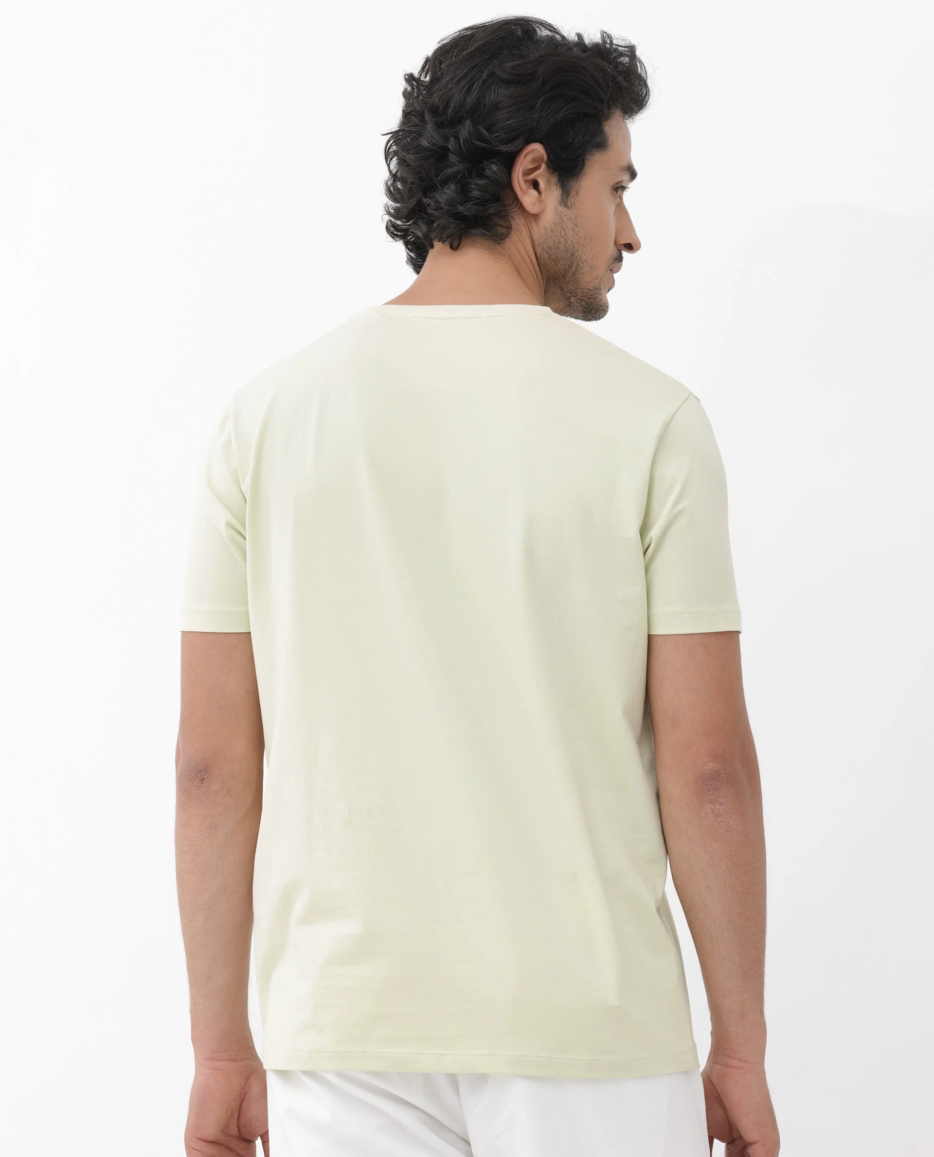 Rare Rabbit Men's Masco Pastel Green Cotton Blend Graphic Print Regular Fit Half Sleeve Crew Neck T-Shirt - Image 9