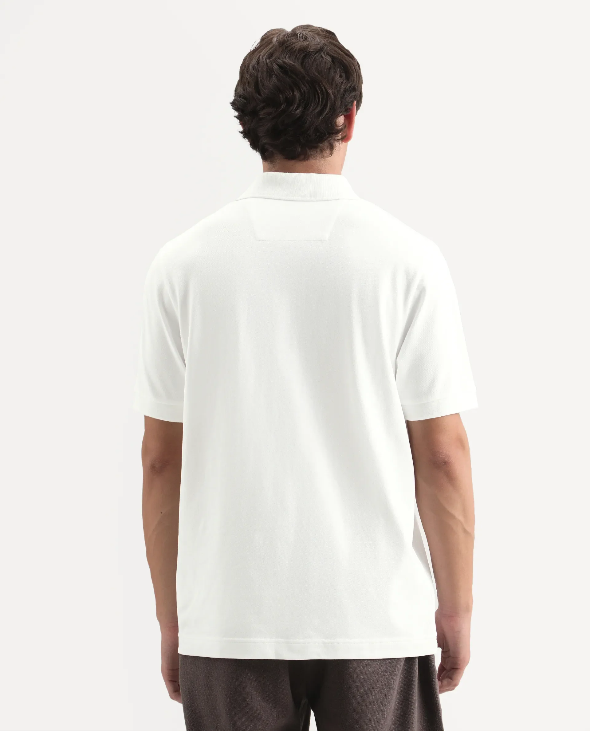 Rare Rabbit Men's Mascos White Cotton Blend Spread Collar Regular Fit Embroidered Polo - Image 7