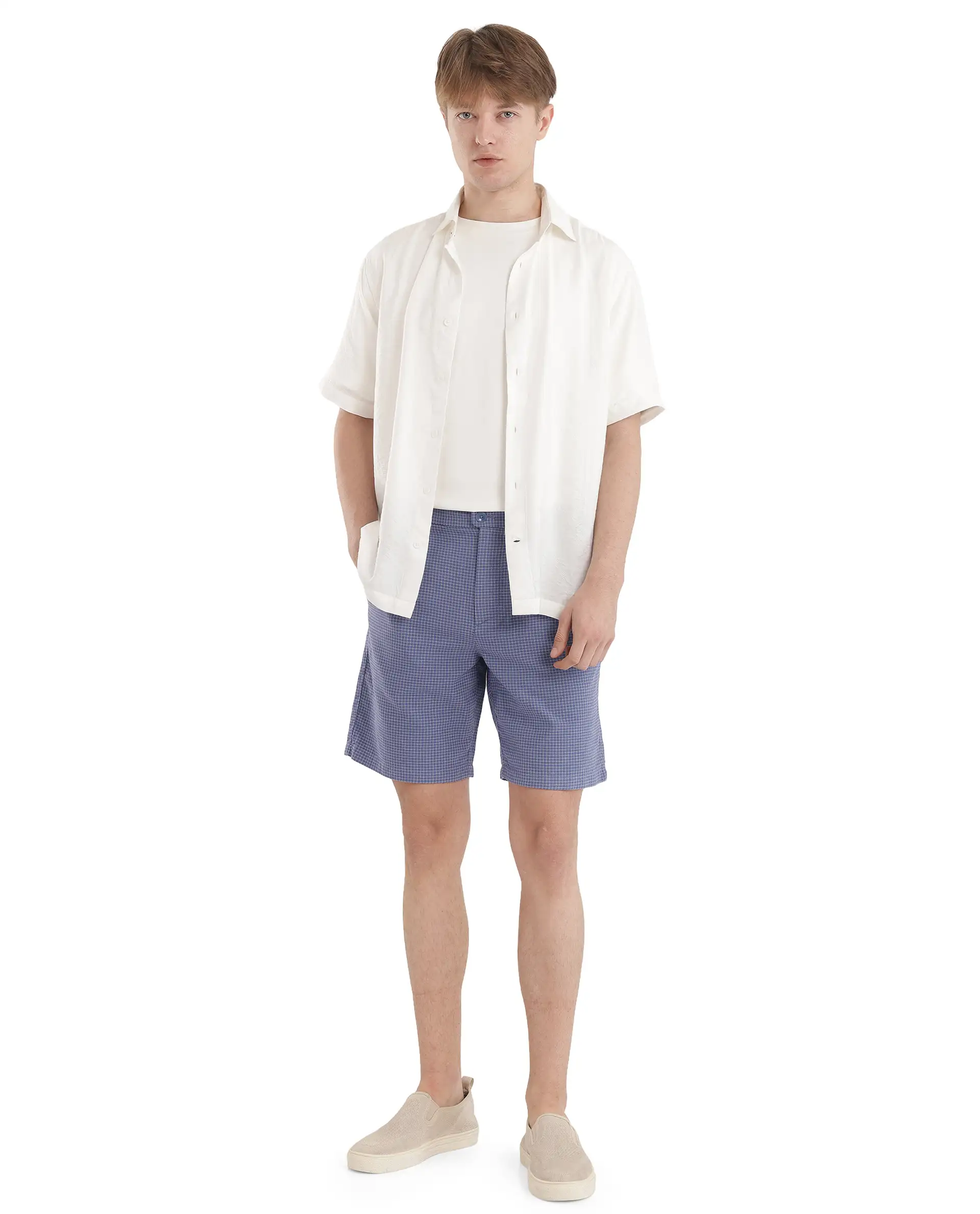 Rare Rabbit Men's Masie White Viscose Blend Plain Regular Fit Half Sleeve Collared Shirt - Image 2