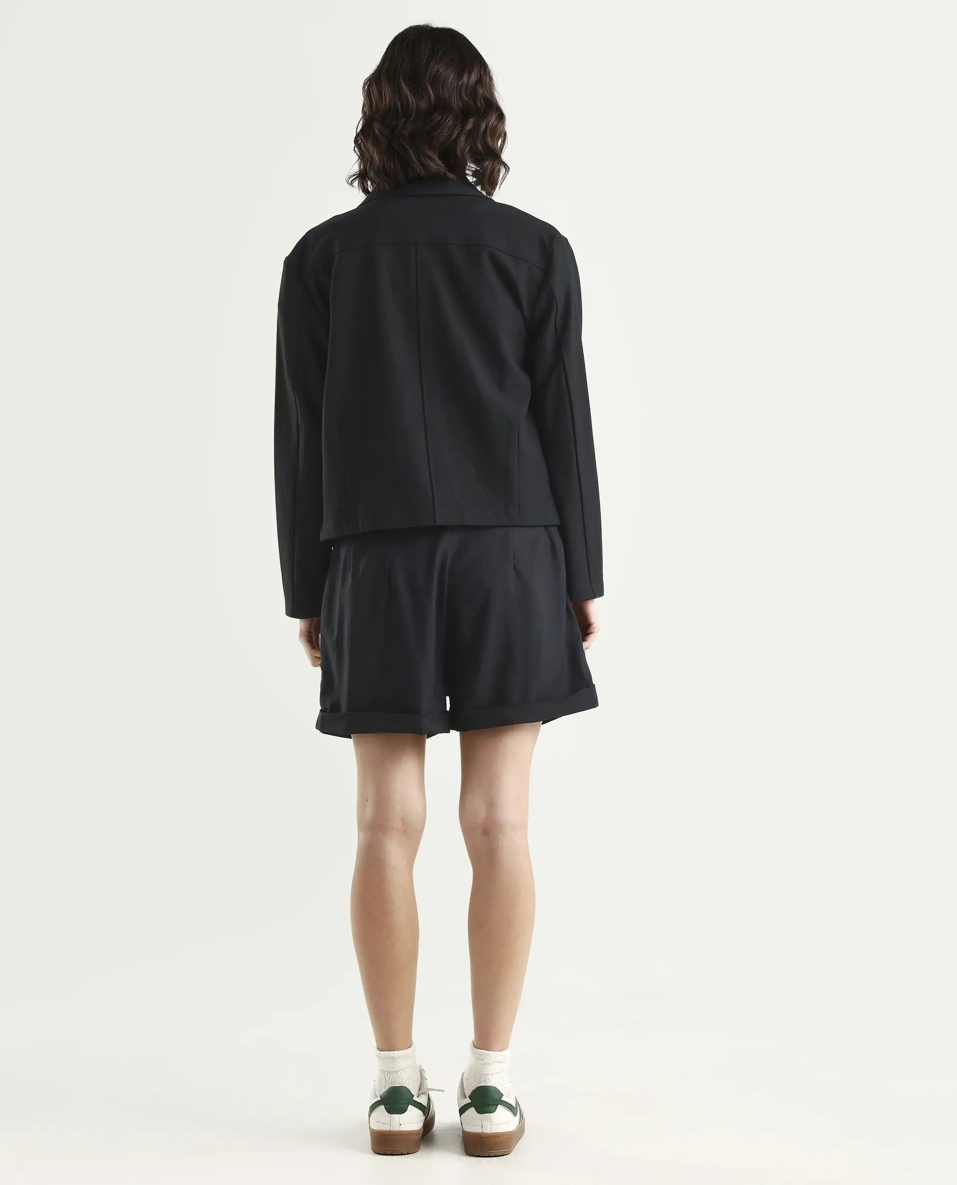 Rareism Women's Maslin Black Polyester Plain Mini Regular Fit Shorts - Image 7