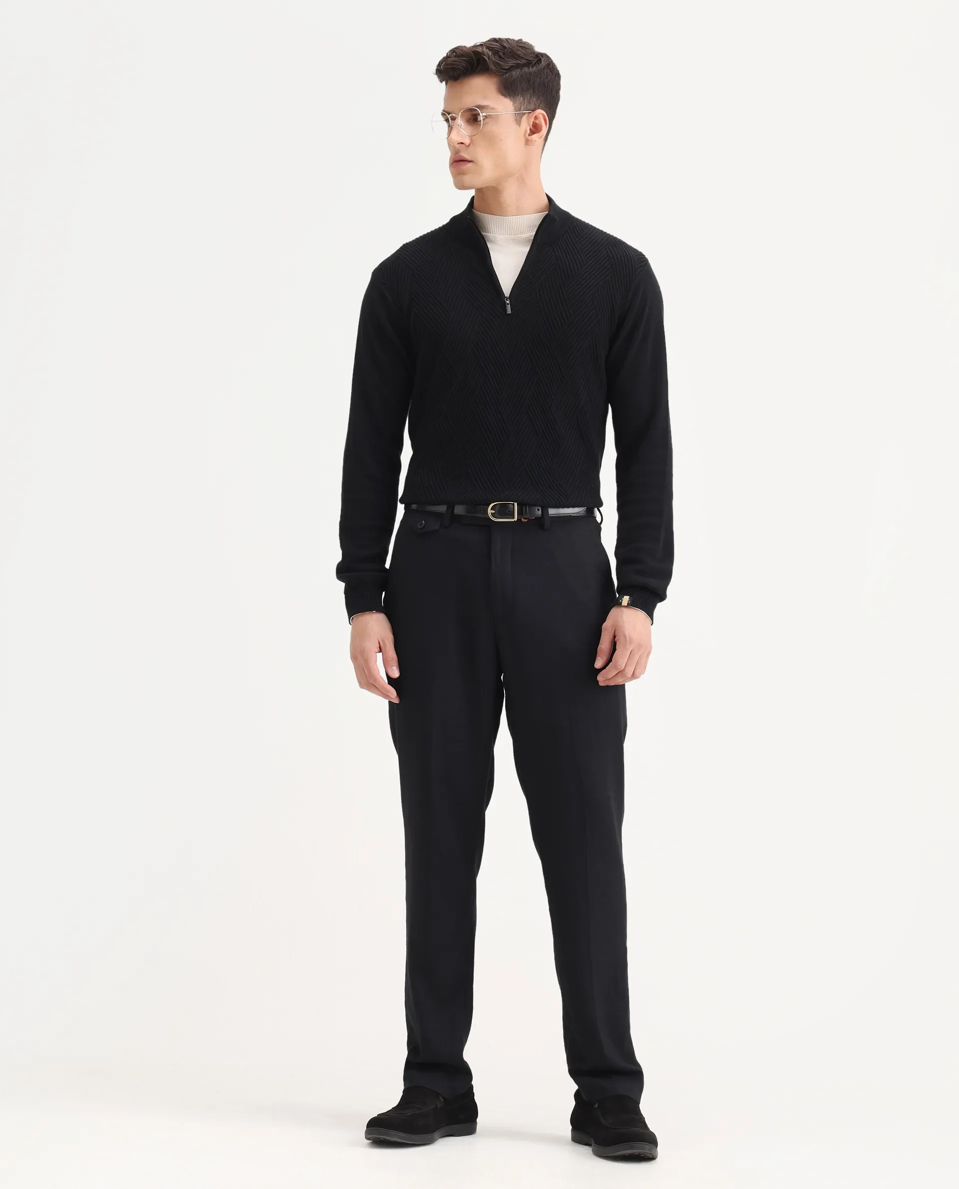 Rare Rabbit Men's Masoni-B Black Linen Blend Plain Relaxed Fit Trouser - Image 7