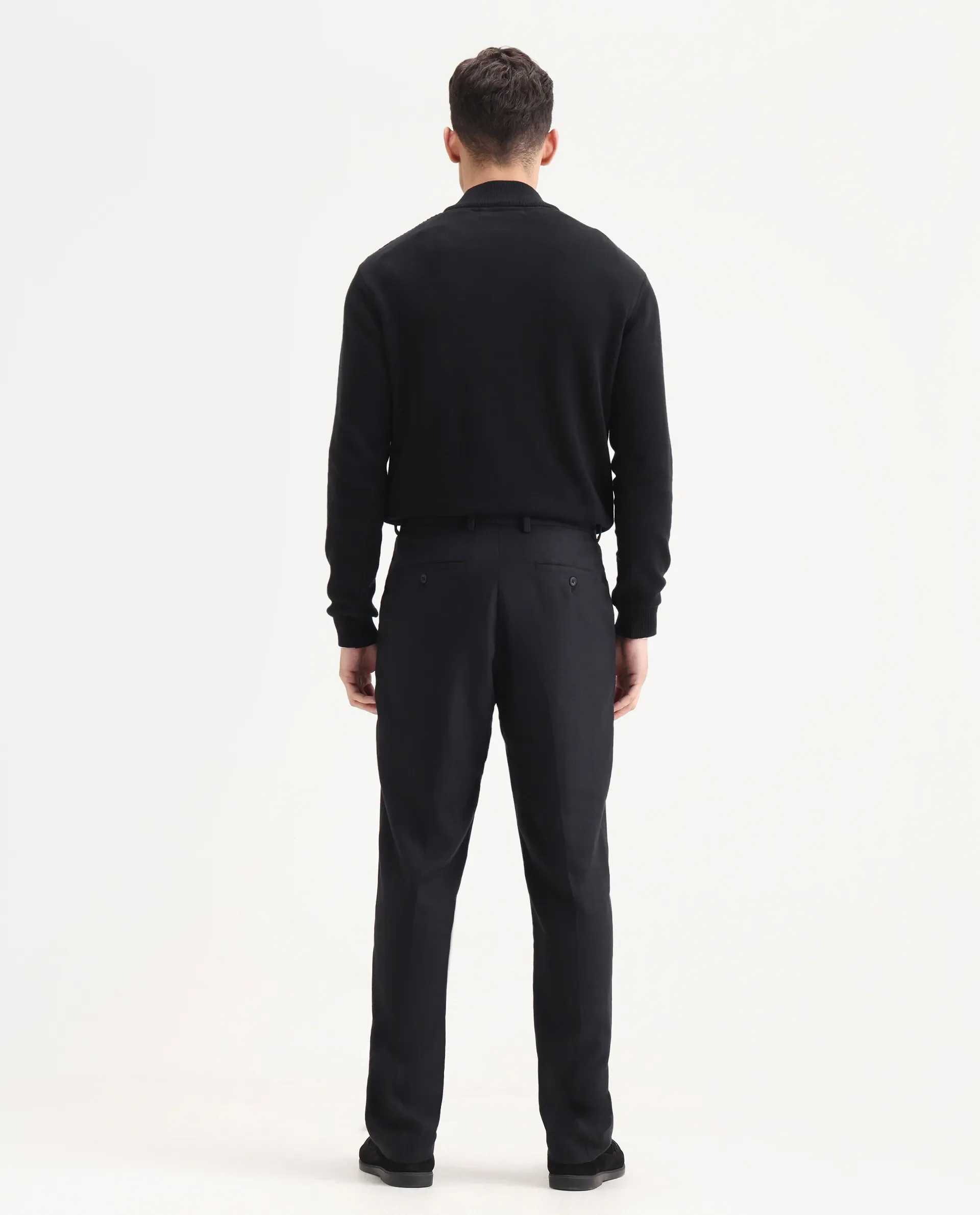 Rare Rabbit Men's Masoni-B Black Linen Blend Plain Relaxed Fit Trouser - Image 9