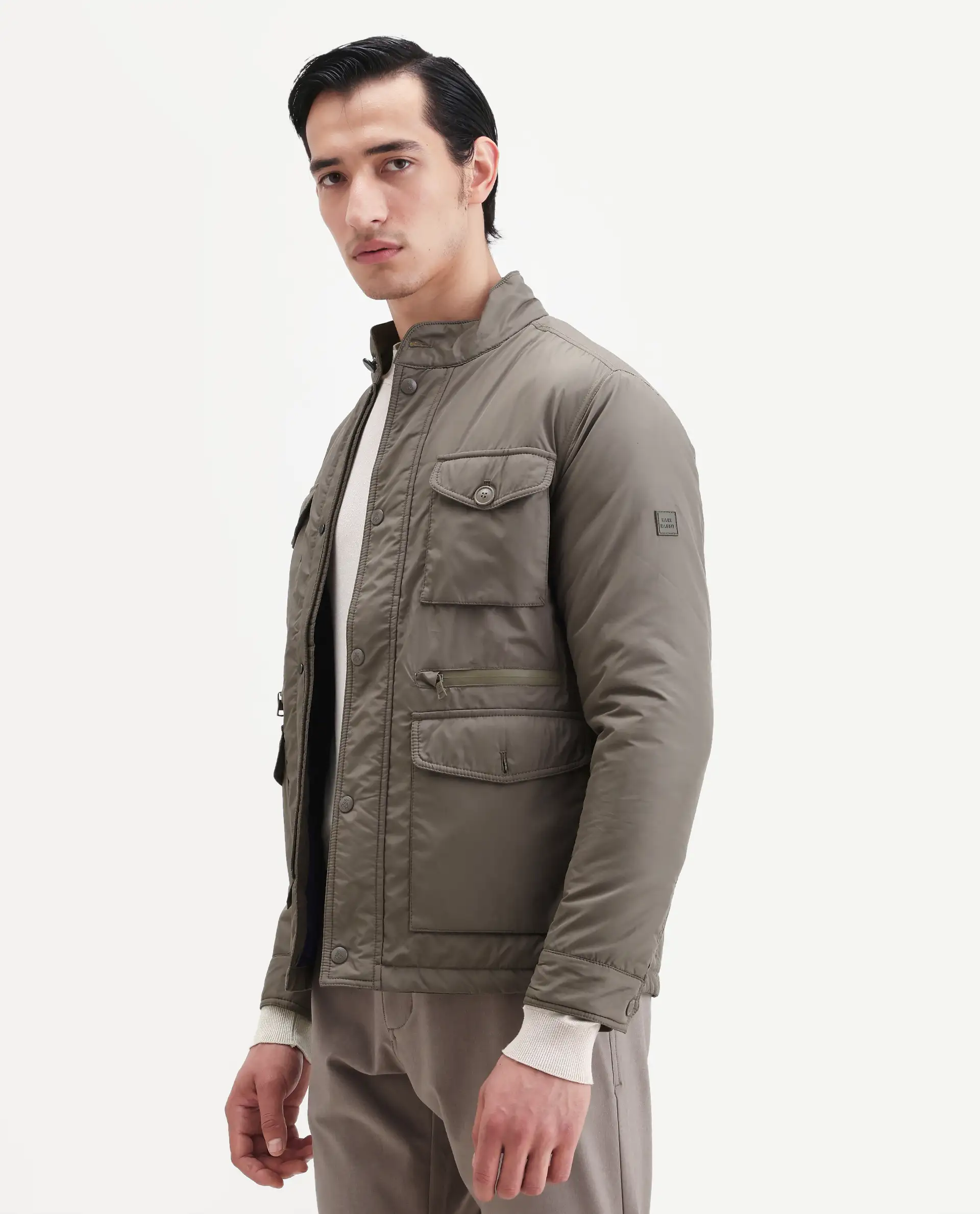 Rare Rabbit Men's Mass Beige Polyester Plain Regular Fit Full Sleeve High Neck Jacket - Image 7