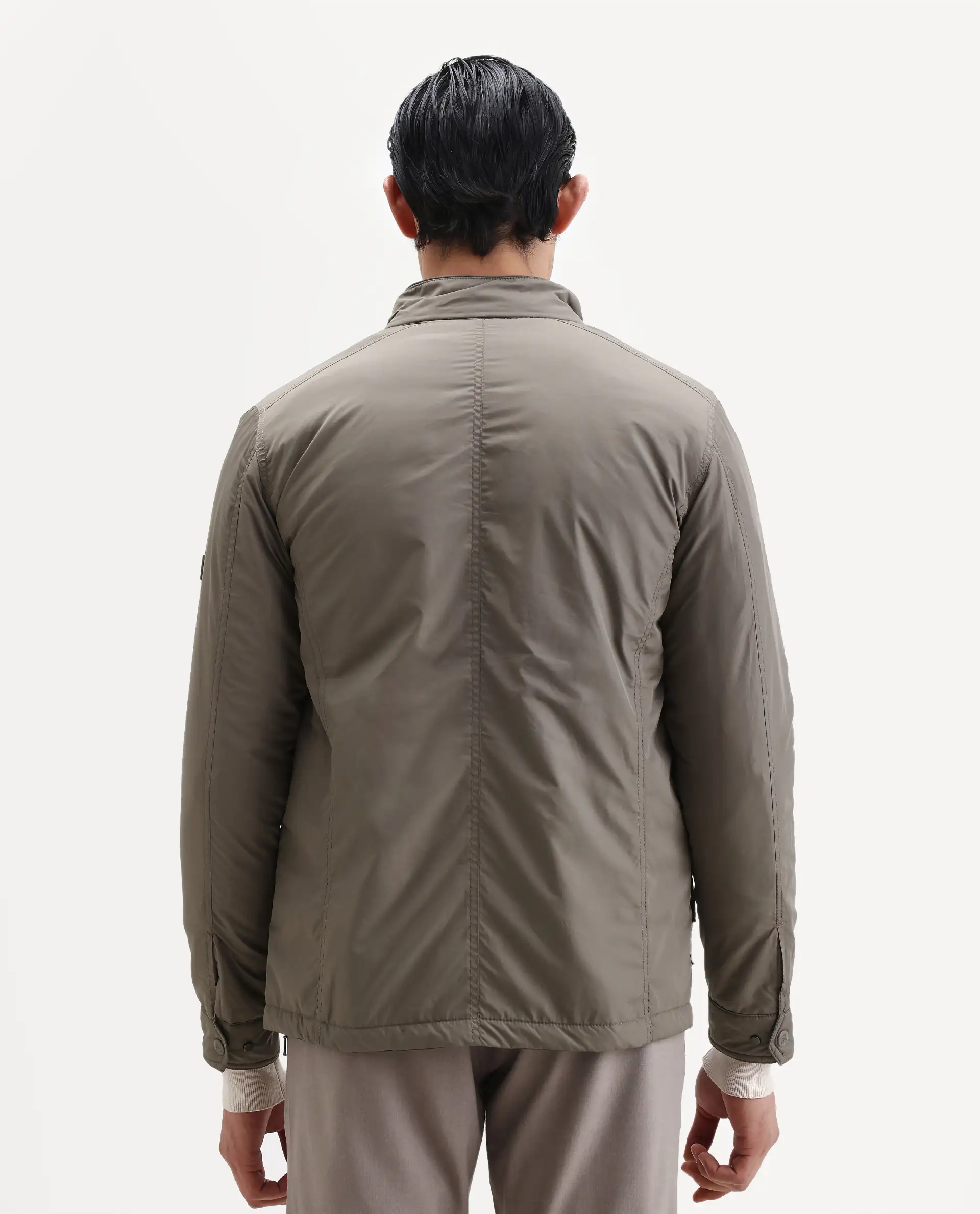 Rare Rabbit Men's Mass Beige Polyester Plain Regular Fit Full Sleeve High Neck Jacket - Image 9