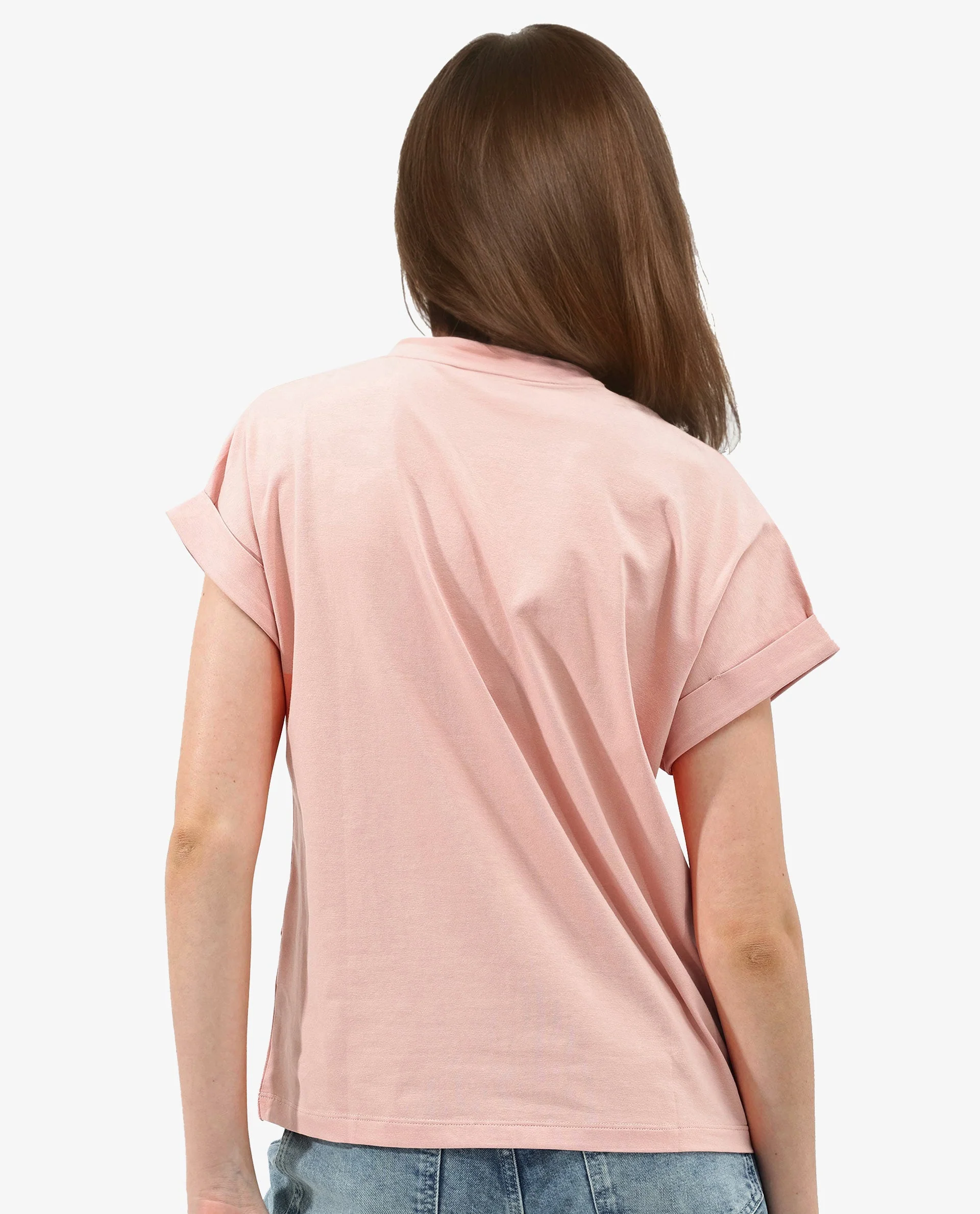 Rareism Women's Mattadu Light Peach Cotton Blend Crew Neck Graphic Print Extended Sleeves Regular Fit T-Shirt - Image 7