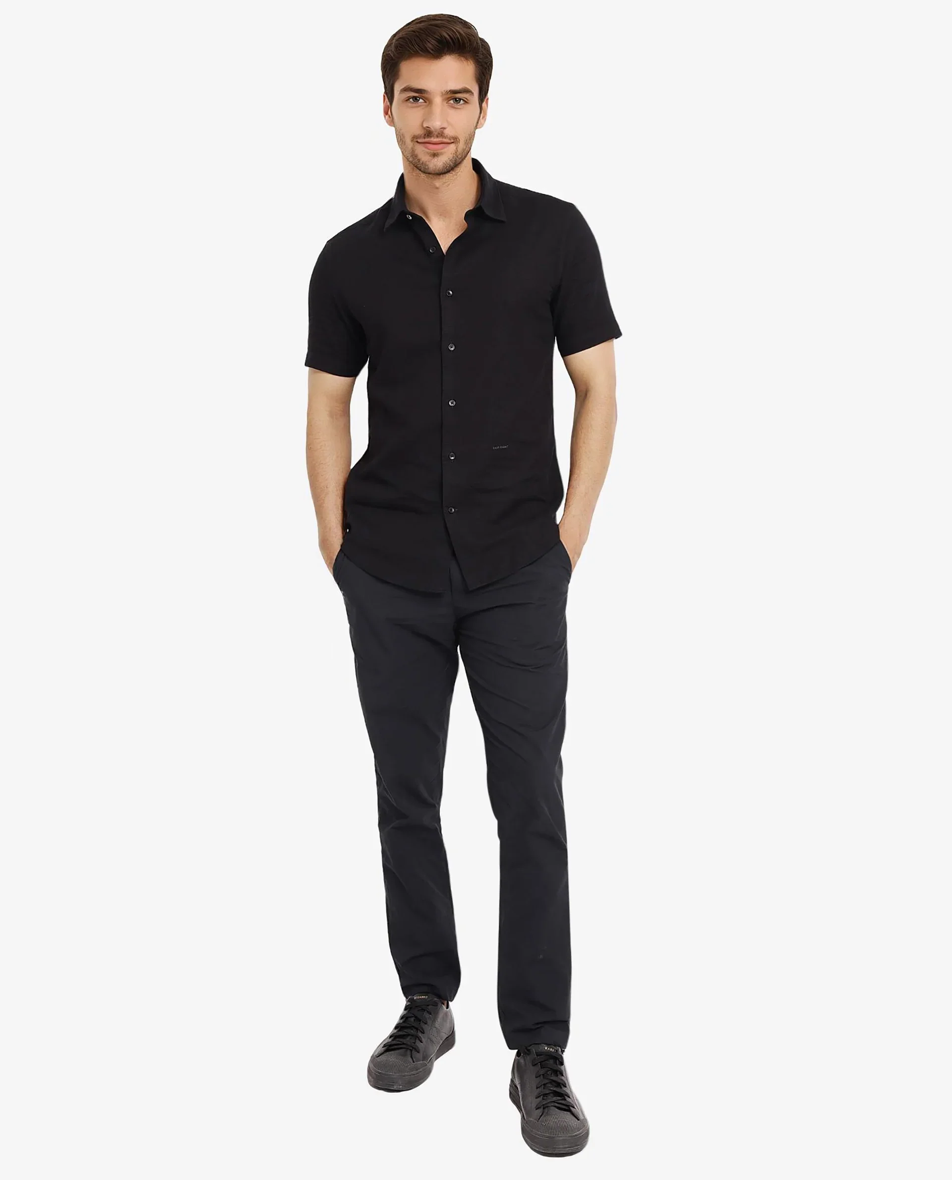 Rare Rabbit Men's Matto-1 Black Cotton Striped Print Boxy Fit Half Sleeve Collared Shirt - Image 3