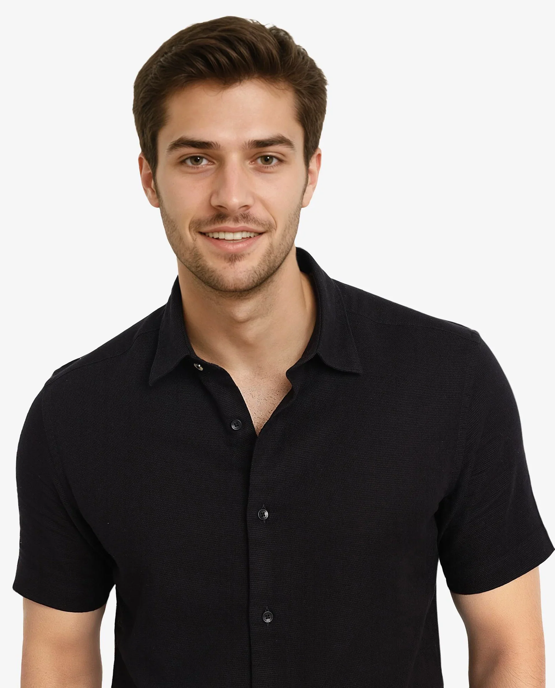 Rare Rabbit Men's Matto-1 Black Cotton Striped Print Boxy Fit Half Sleeve Collared Shirt - Image 6