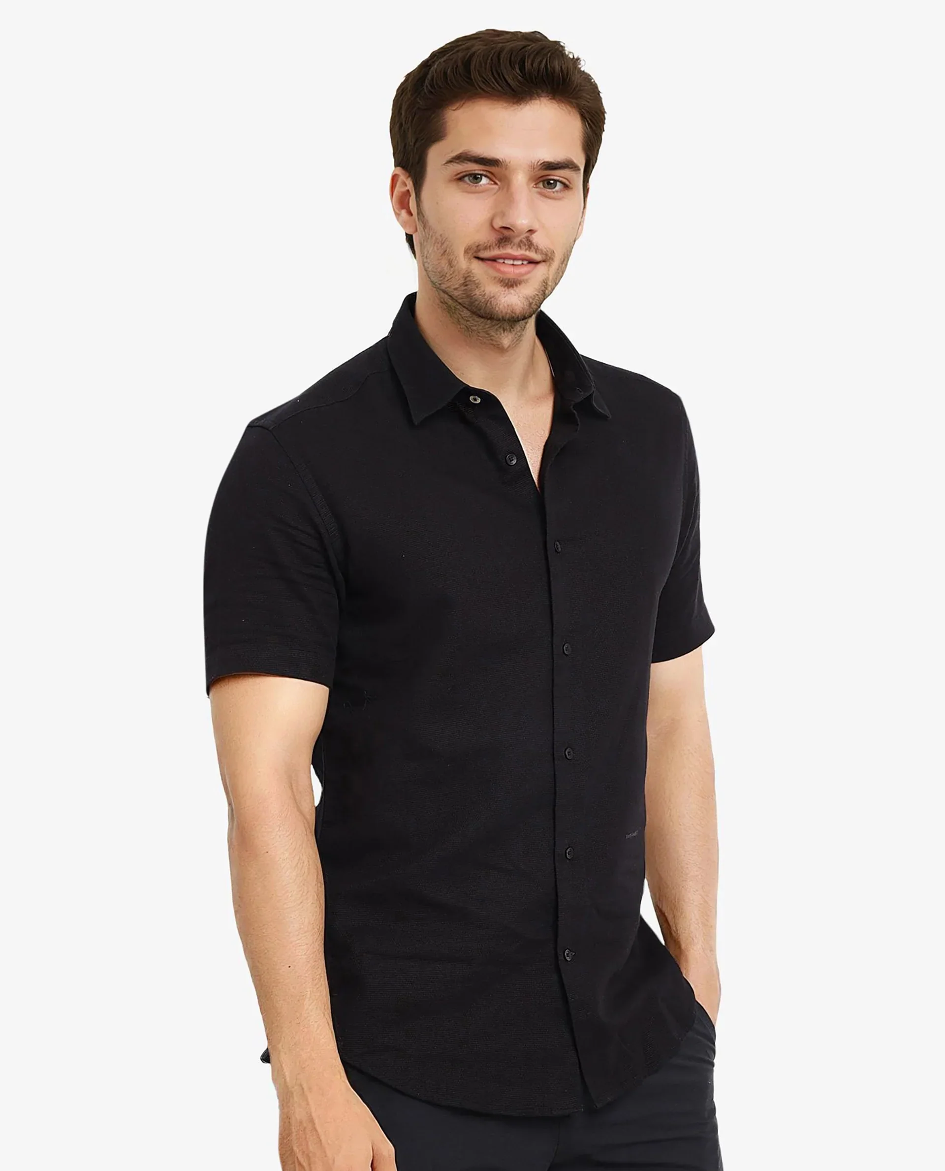 Rare Rabbit Men's Matto-1 Black Cotton Striped Print Boxy Fit Half Sleeve Collared Shirt - Image 7