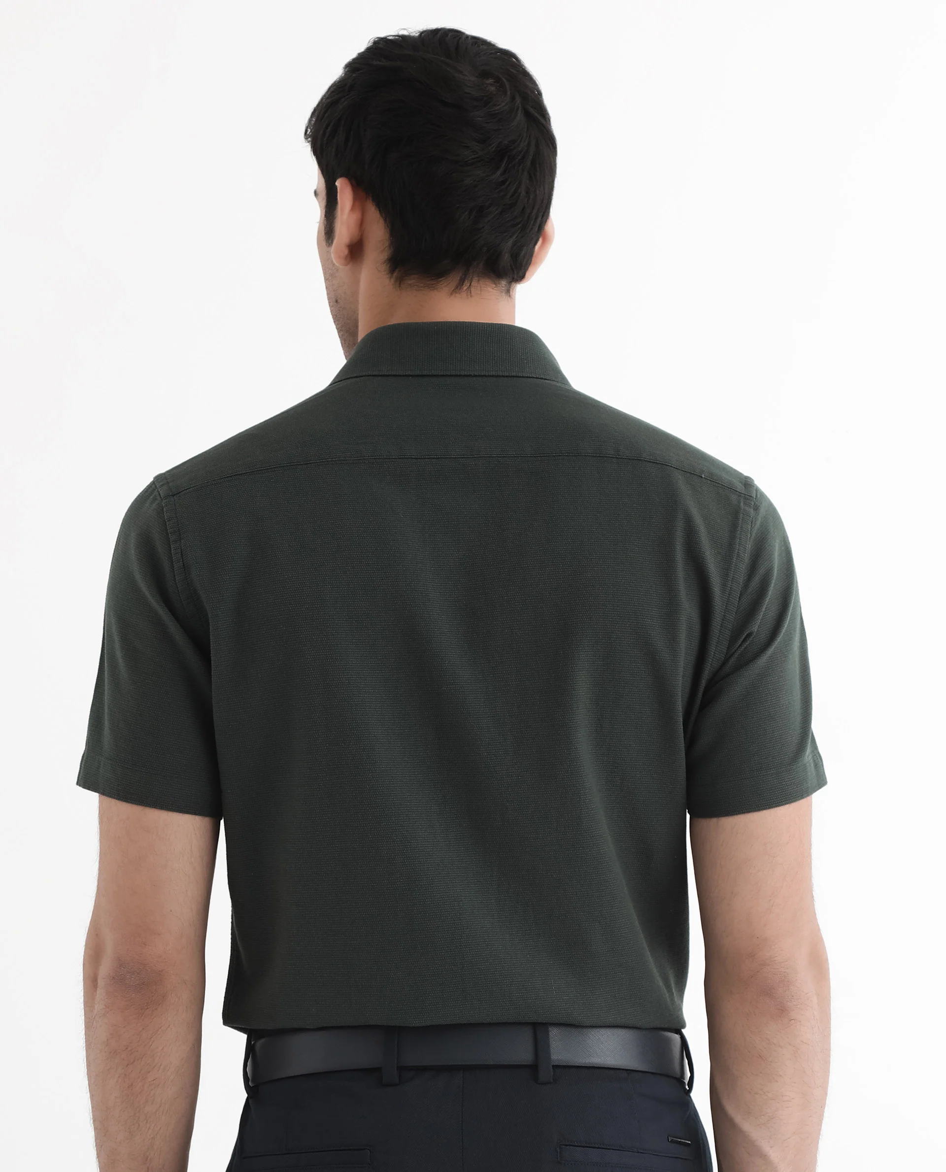 Rare Rabbit Men's Matto-1 Dark Green Cotton Striped Print Boxy Fit Half Sleeve Collared Shirt - Image 7