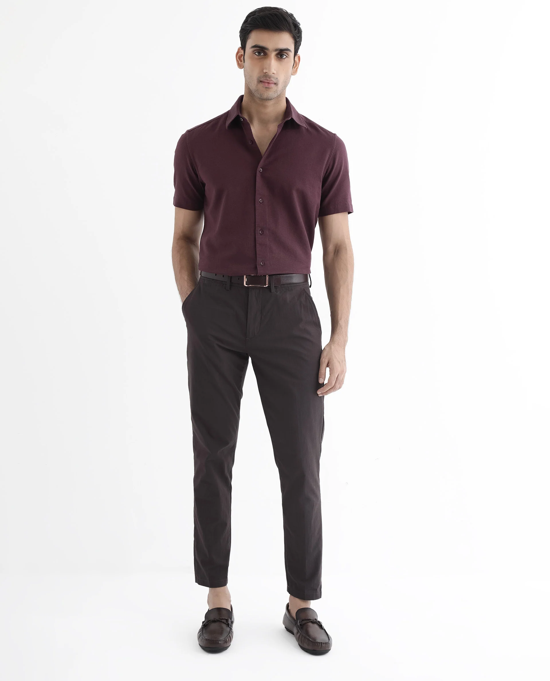 Rare Rabbit Men's Matto-1 Maroon Cotton Striped Print Boxy Fit Half Sleeve Collared Shirt - Image 2