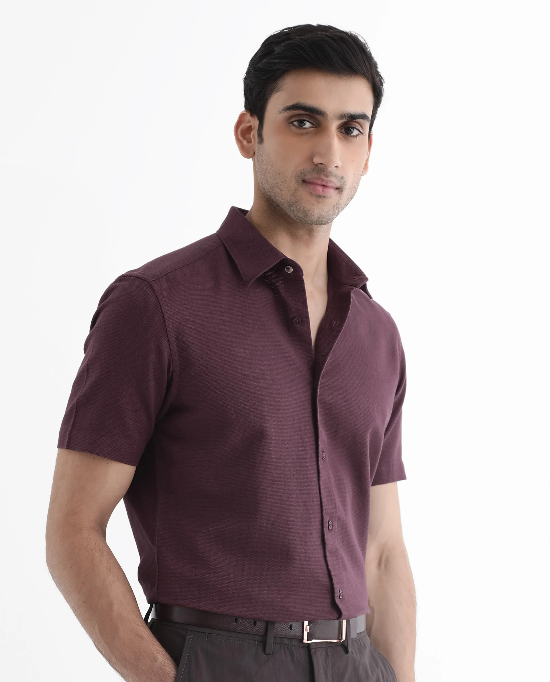 Rare Rabbit Men's Matto-1 Maroon Cotton Striped Print Boxy Fit Half Sleeve Collared Shirt - Image 7