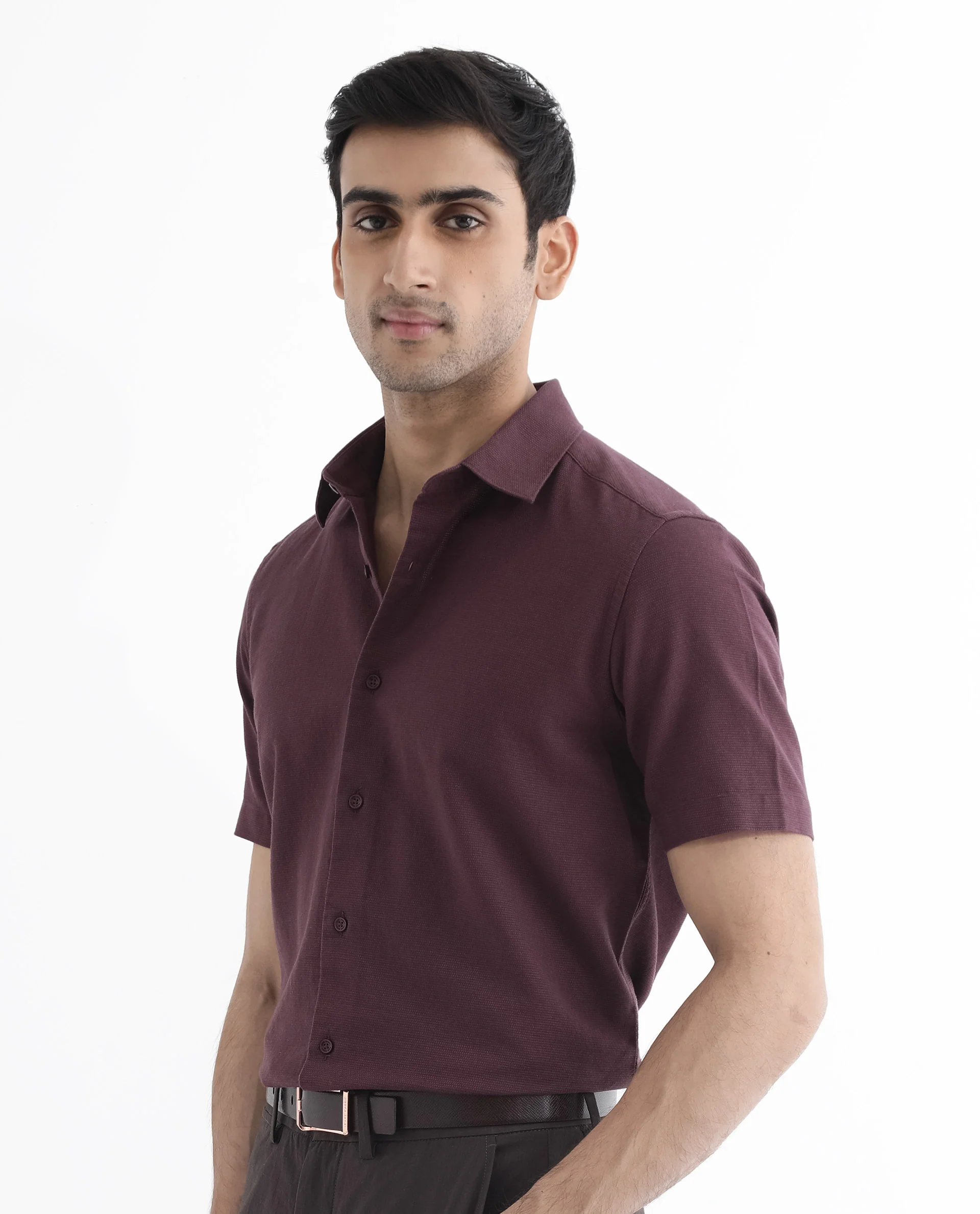 Rare Rabbit Men's Matto-1 Maroon Cotton Striped Print Boxy Fit Half Sleeve Collared Shirt - Image 8