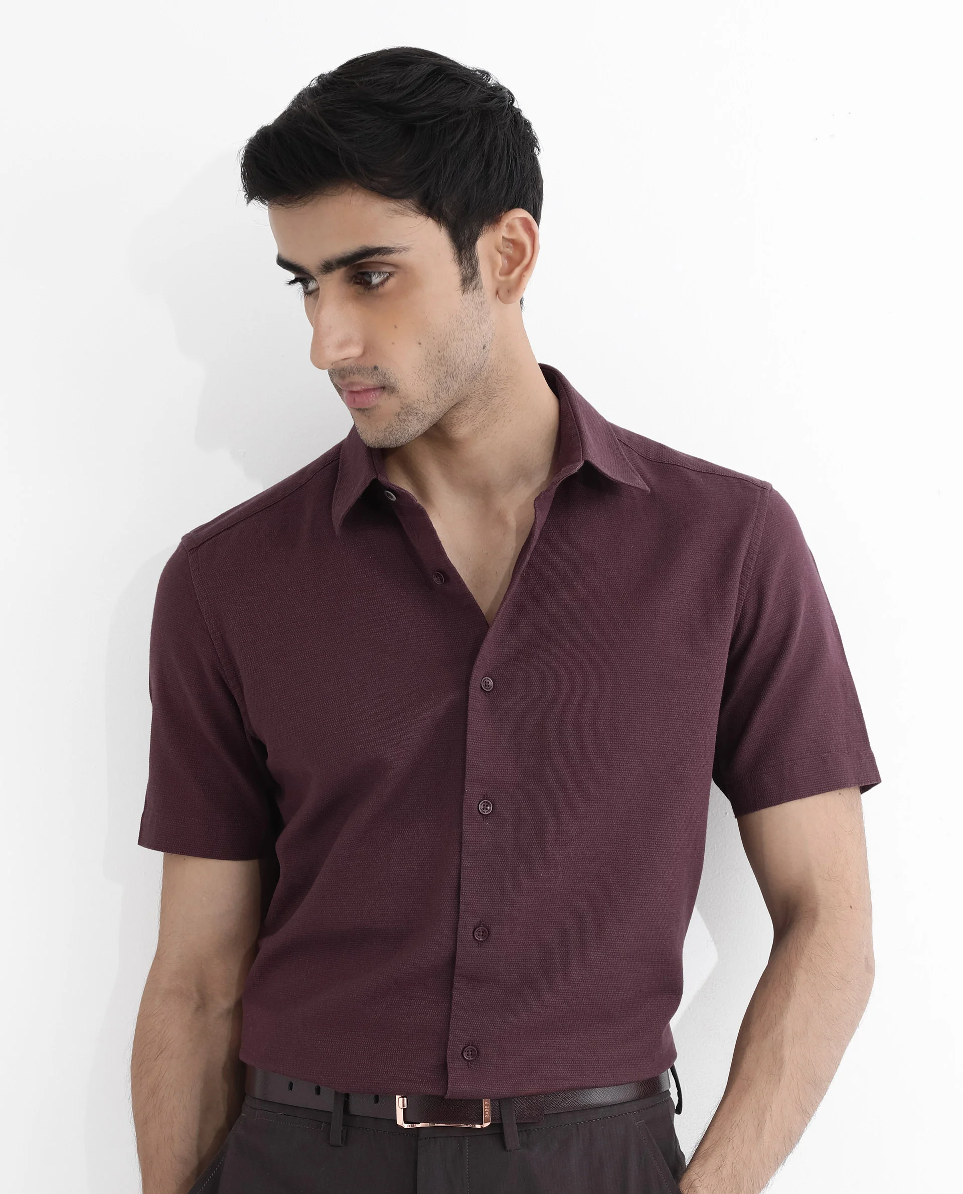 Rare Rabbit Men's Matto-1 Maroon Cotton Striped Print Boxy Fit Half Sleeve Collared Shirt - Image 9
