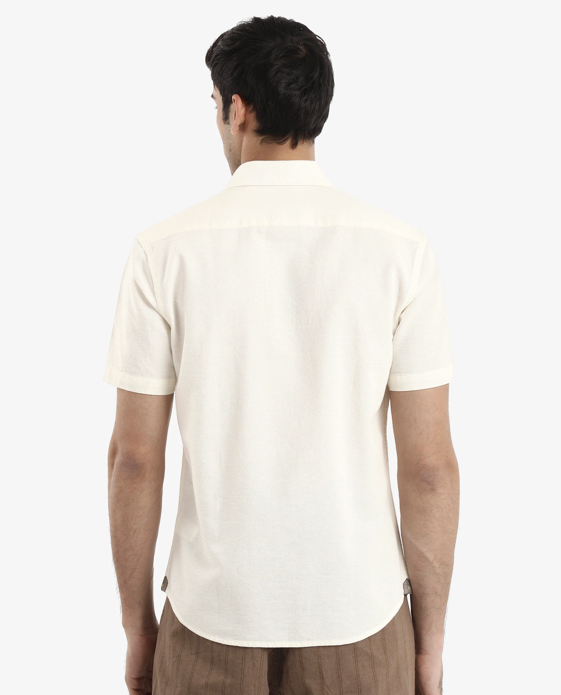 Rare Rabbit Men's Matto-1 White Cotton Striped Print Boxy Fit Half Sleeve Collared Shirt - Image 7