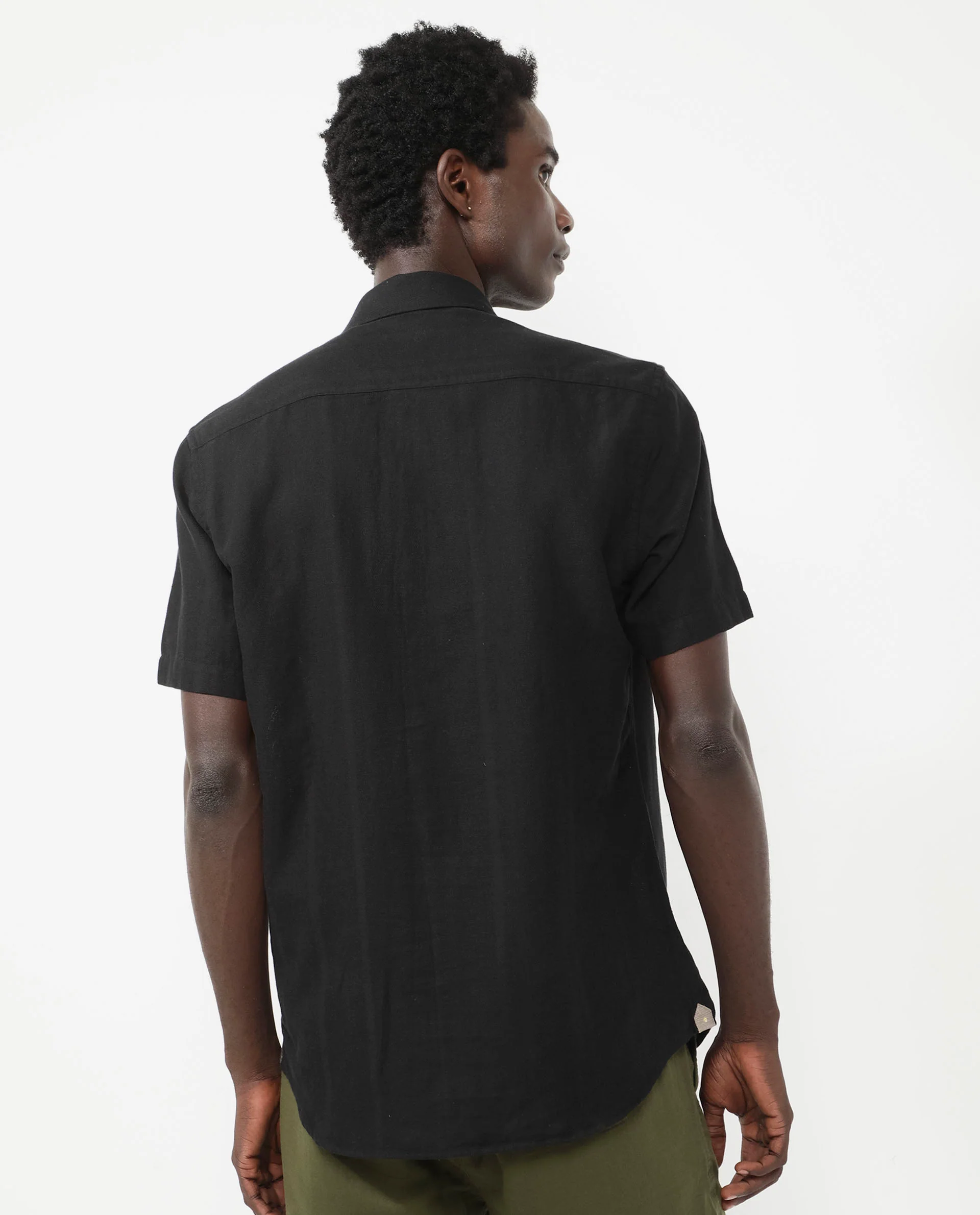 Rare Rabbit Men's Matto Black Cotton Striped Print Regular Fit Half Sleeve Collared Shirt - Image 8