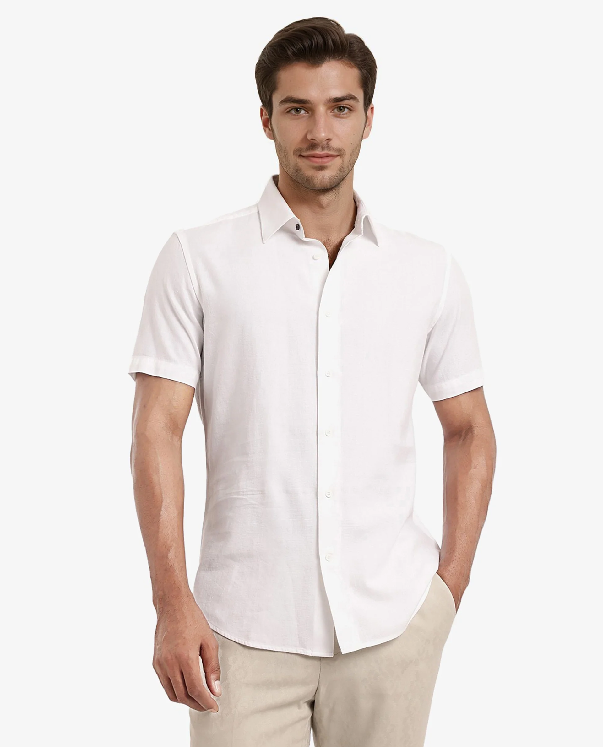 Rare Rabbit Men's Matto White Cotton Striped Print Regular Fit Half Sleeve Collared Shirt - Image 5
