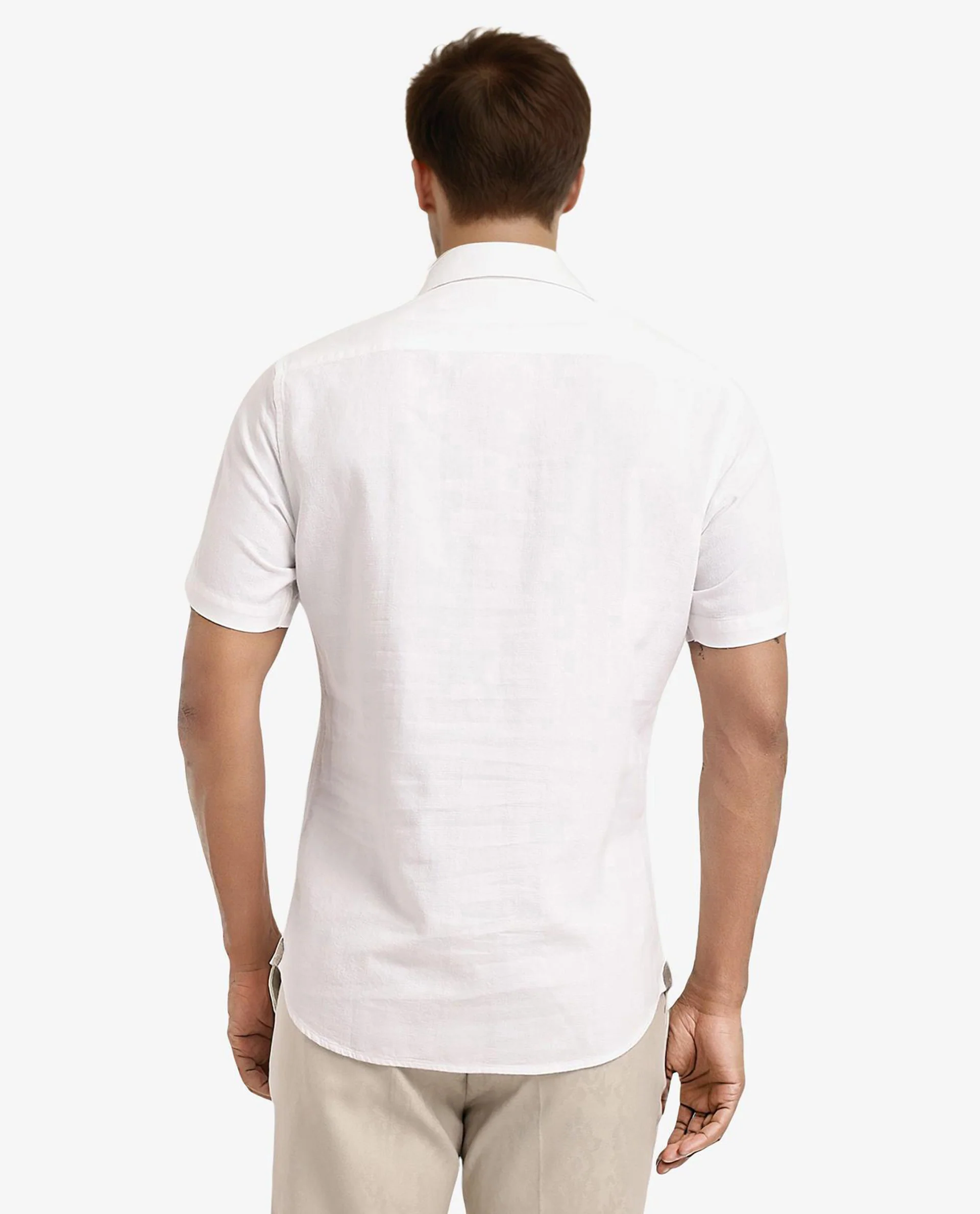 Rare Rabbit Men's Matto White Cotton Striped Print Regular Fit Half Sleeve Collared Shirt - Image 6