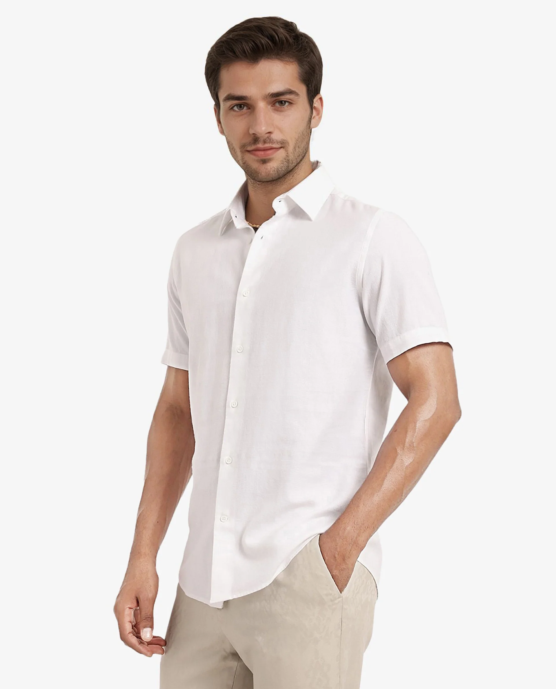 Rare Rabbit Men's Matto White Cotton Striped Print Regular Fit Half Sleeve Collared Shirt - Image 7