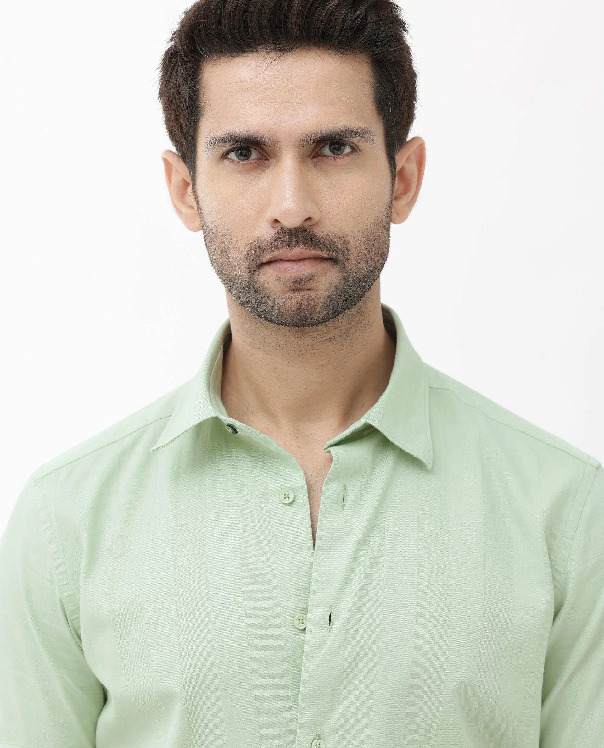 Rare Rabbit Men's Mattoo Duksy Green Cotton Striped Print Boxy Fit Half Sleeve Collared Shirt - Image 4