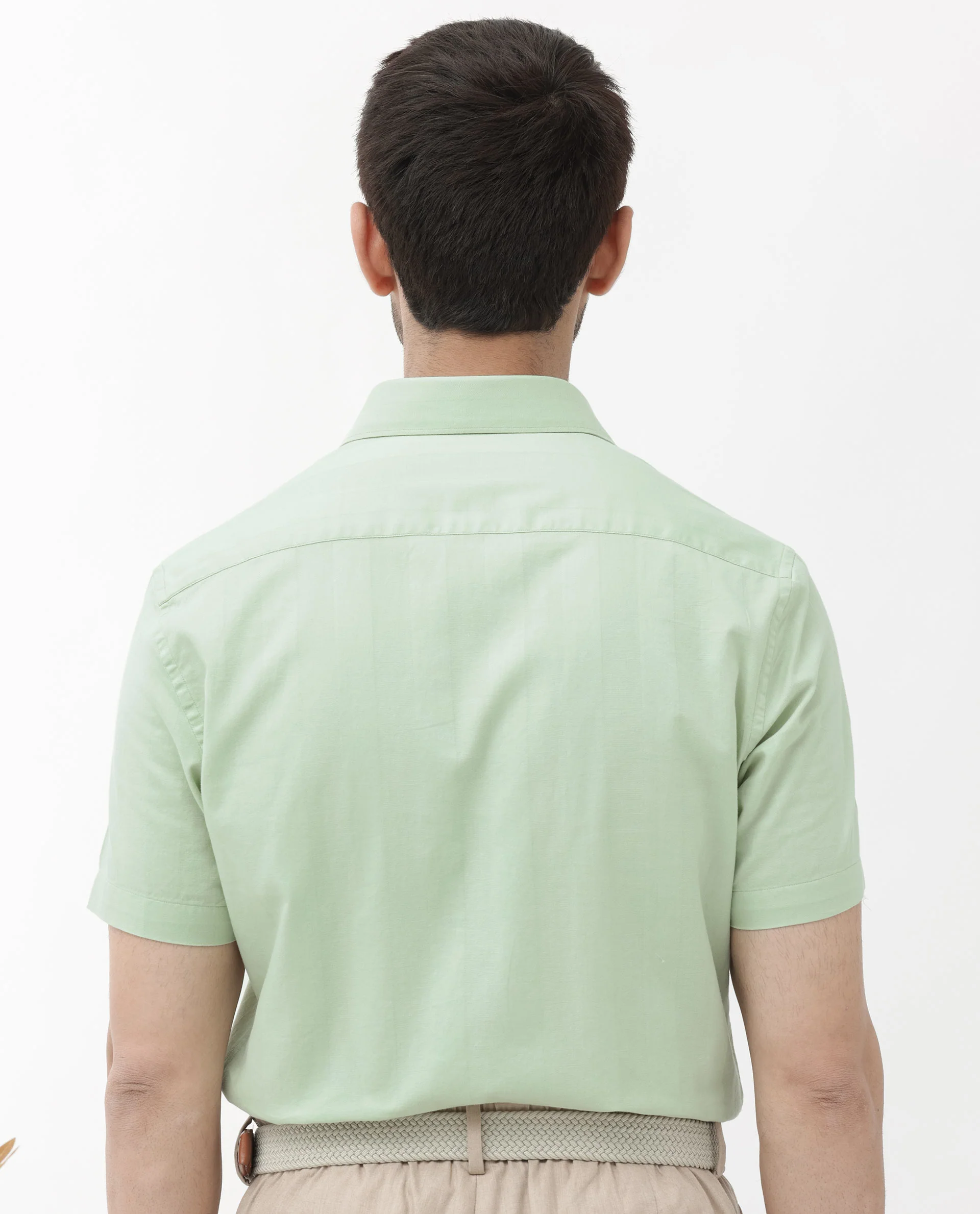 Rare Rabbit Men's Mattoo Duksy Green Cotton Striped Print Boxy Fit Half Sleeve Collared Shirt - Image 9