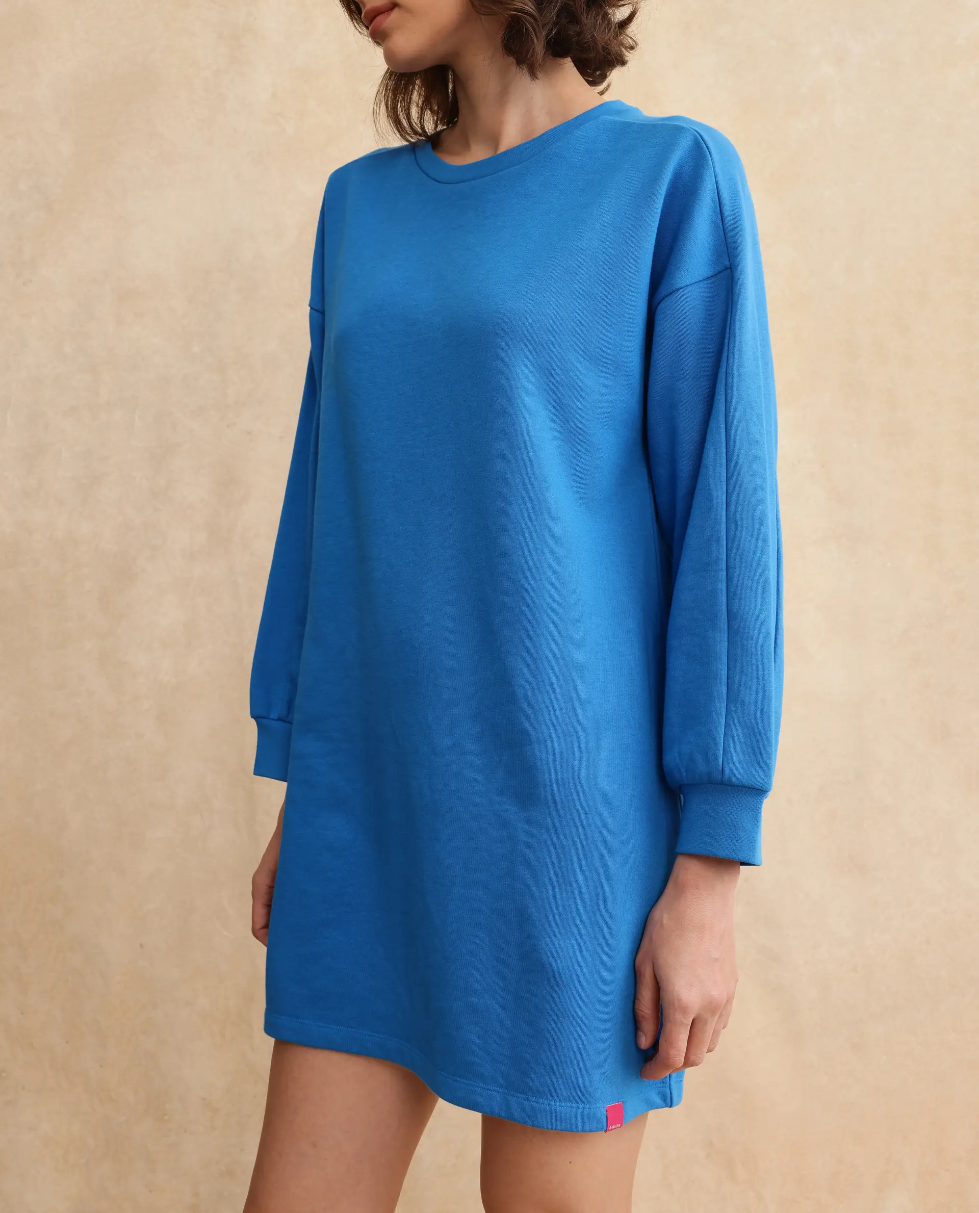 Rareism Women's Mauritz Blue Cotton Blend Crew Neck Plain Knee Length Relaxed Fit Sweatshirt - Image 4