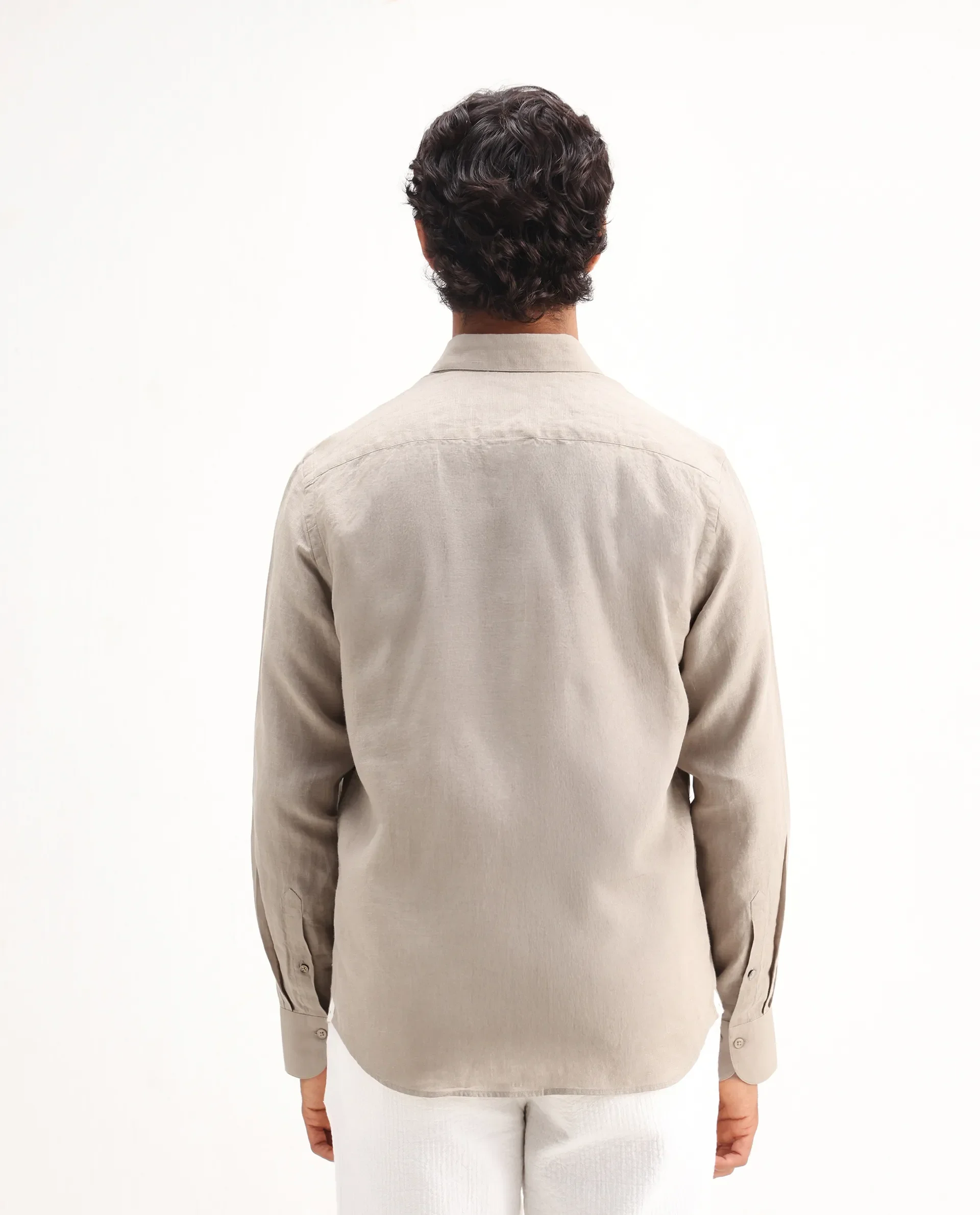 Rare Rabbit Men's Mavi Beige Linen Plain Regular Fit Full Sleeve Collared Shirt - Image 7