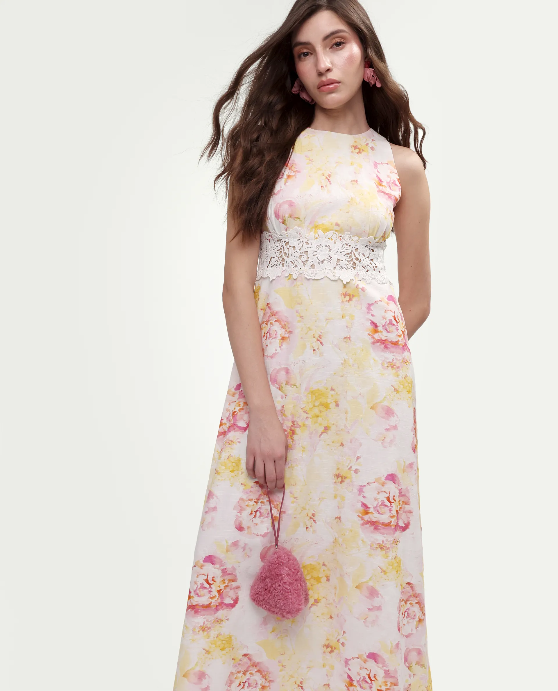 Rareism Women's Mavi Multi Cotton Sleeveless Crew Neck A-Line Floral Print Dress - Image 2