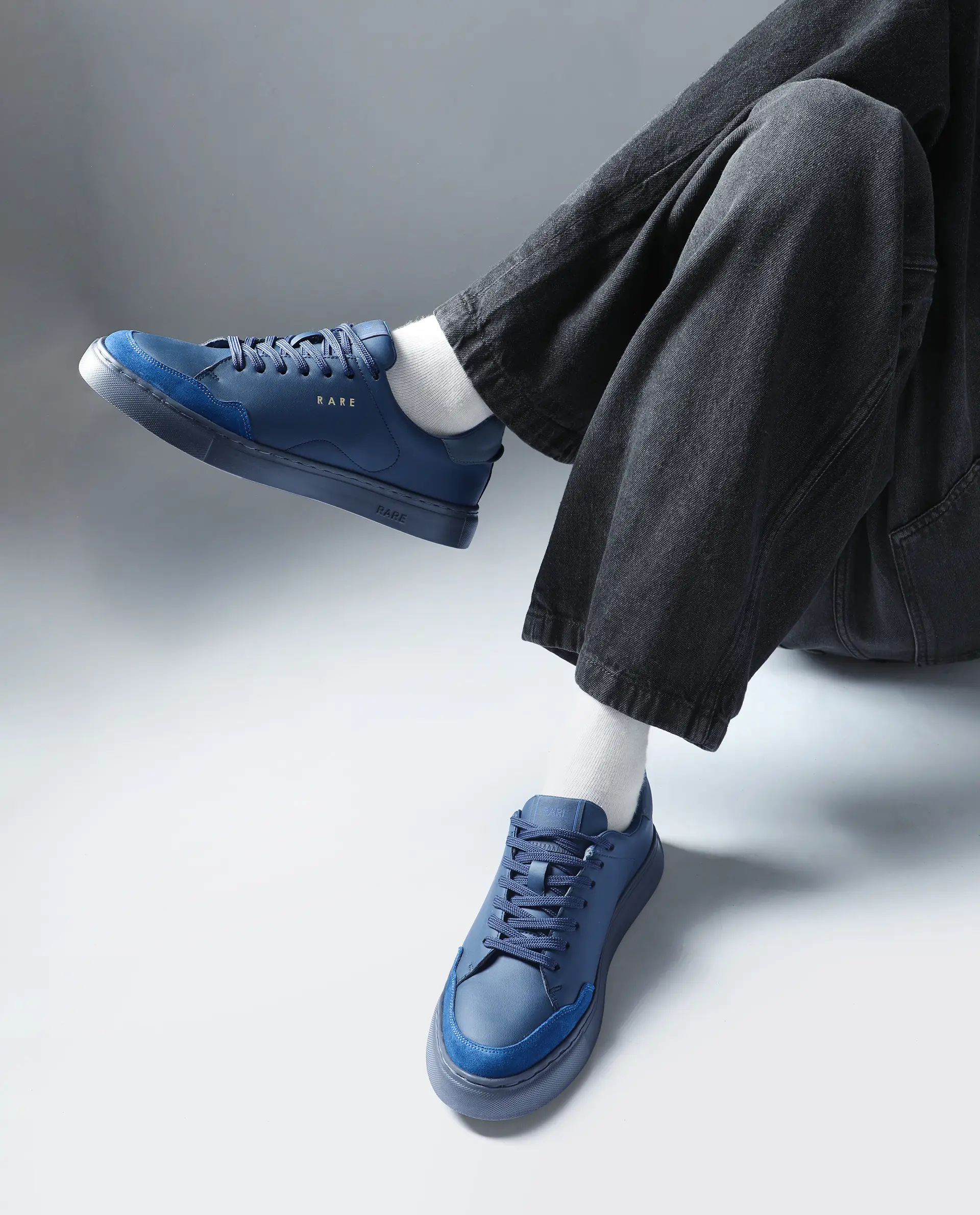 Rare Rabbit Men's Mawi Blue Micro Fiber Leather Sneaker - Image 2