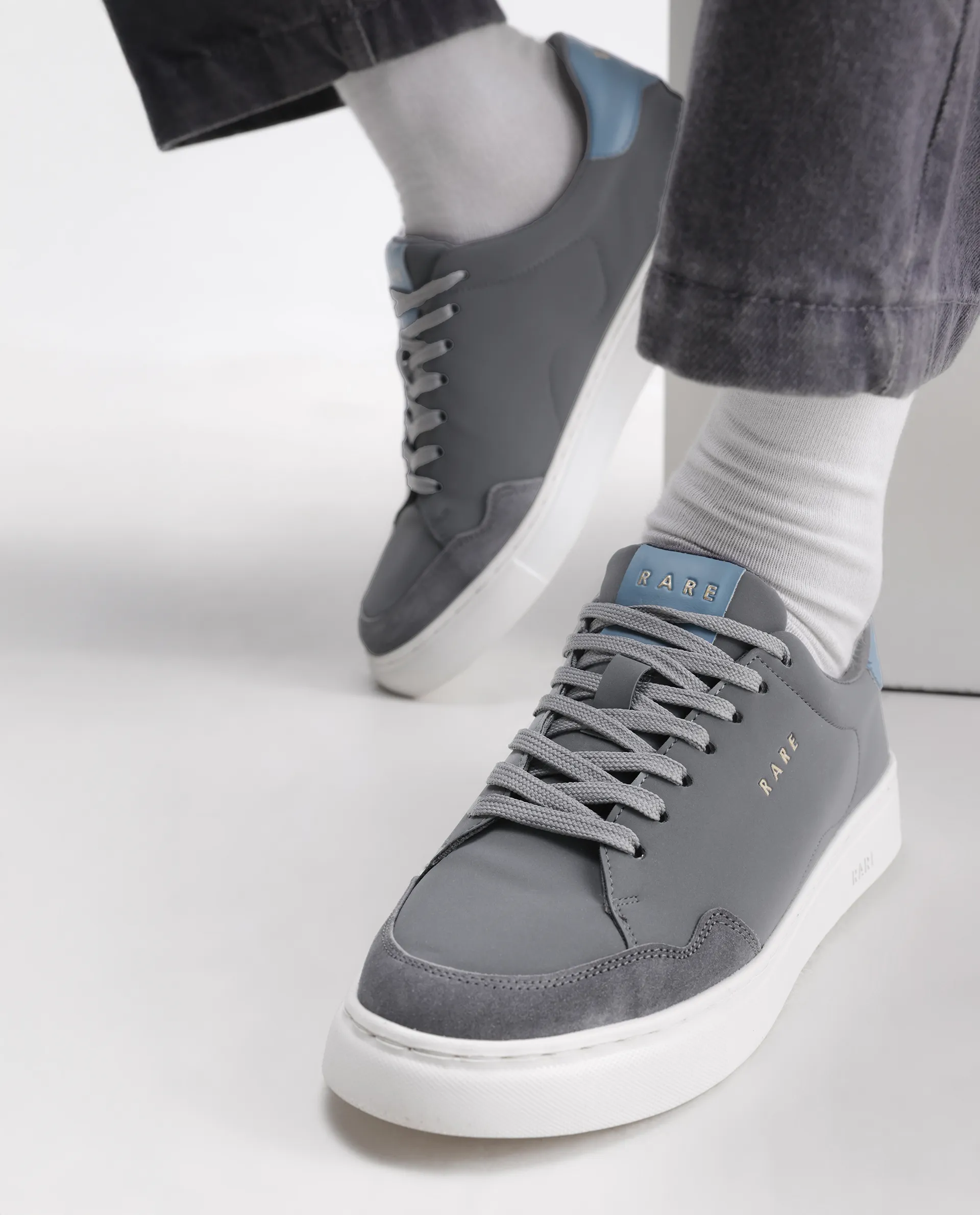 Rare Rabbit Men's Mawi Grey Micro Fiber Causal Sneaker - Image 2